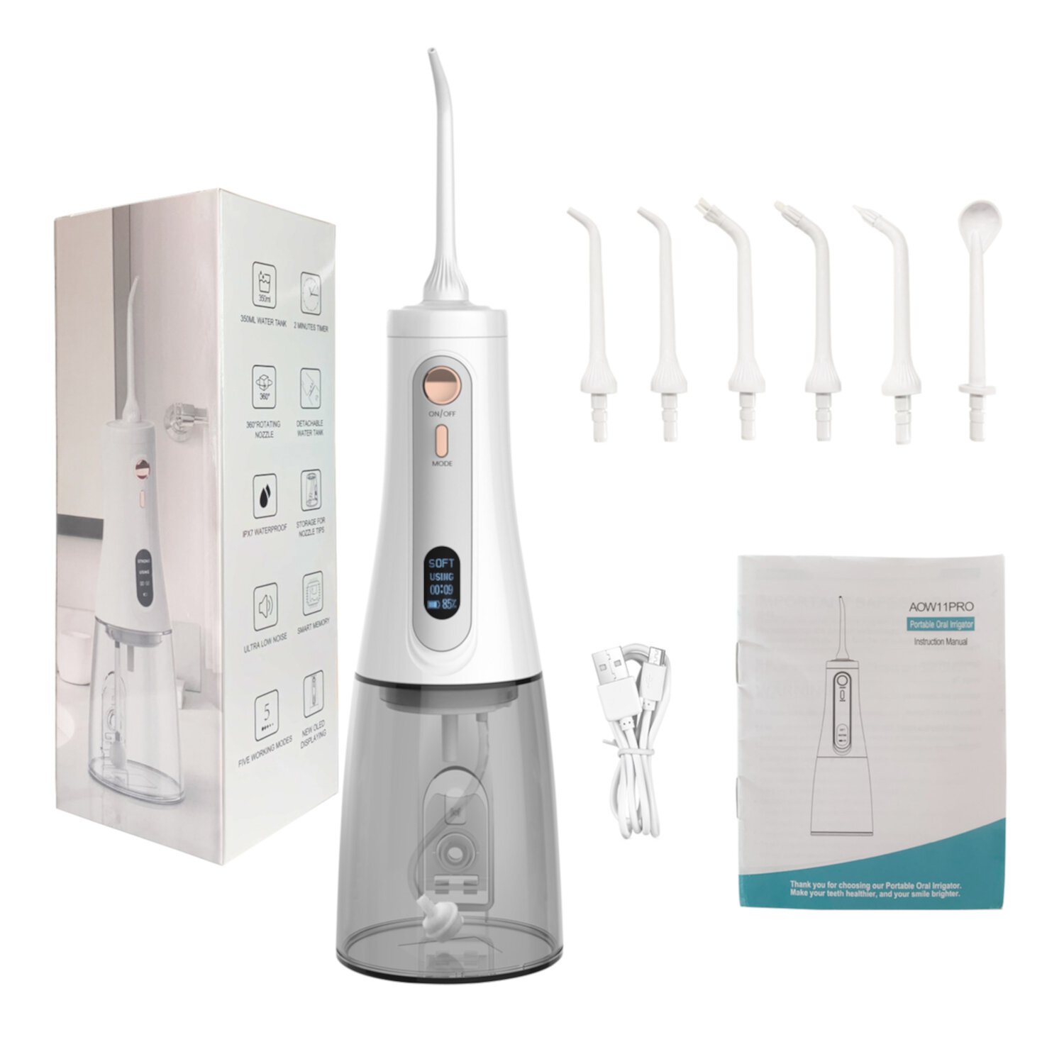 Water Flosser Portable Dental Oral Irrigator ,3 Replaceable Jet Tips, Rechargeable Waterproof Teeth Cleaner for Home and Travel Color Profit Kids