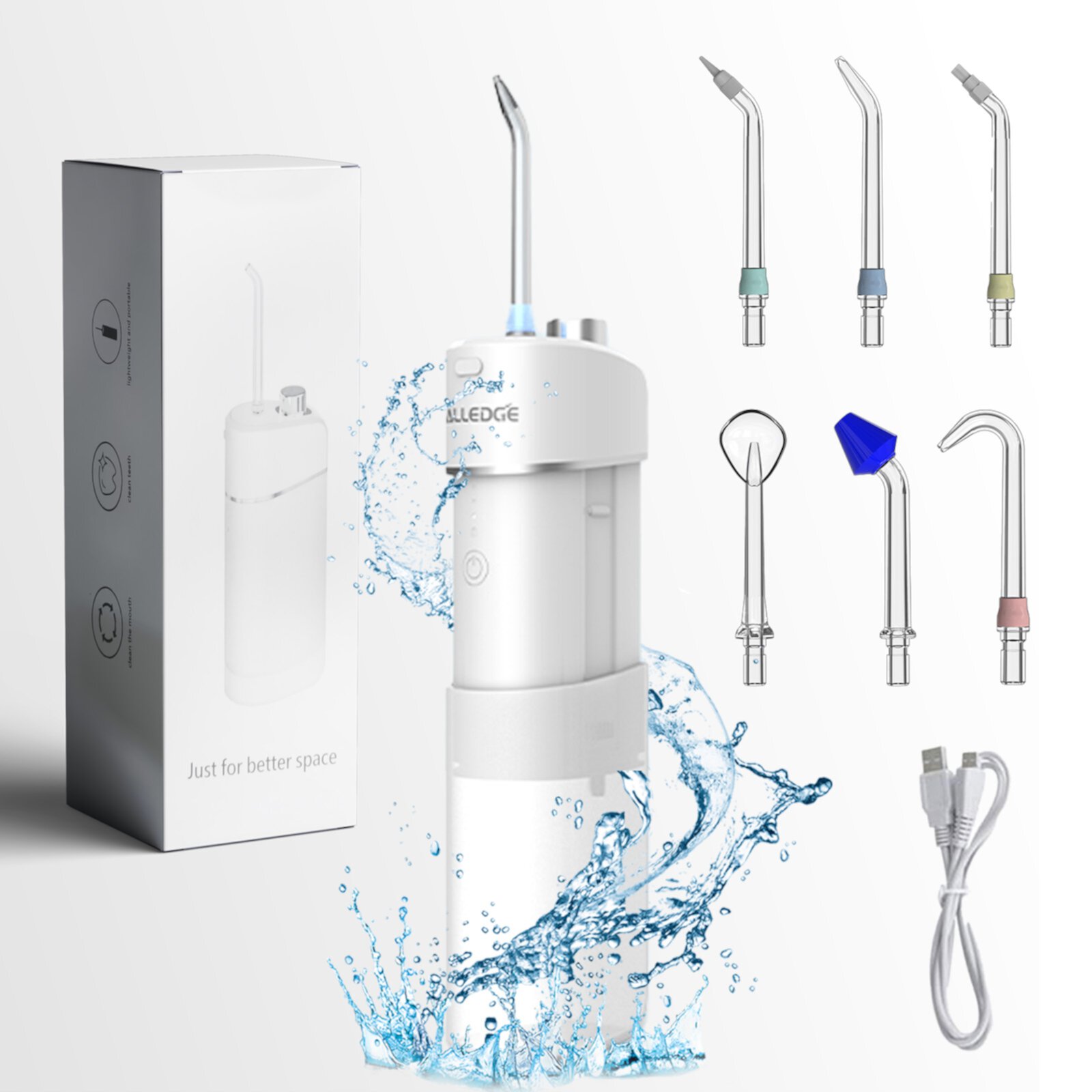 Water Flosser White Portable Oral Irrigator Teeth Cleaning, Water Flossers for Teeth CrazyDeer