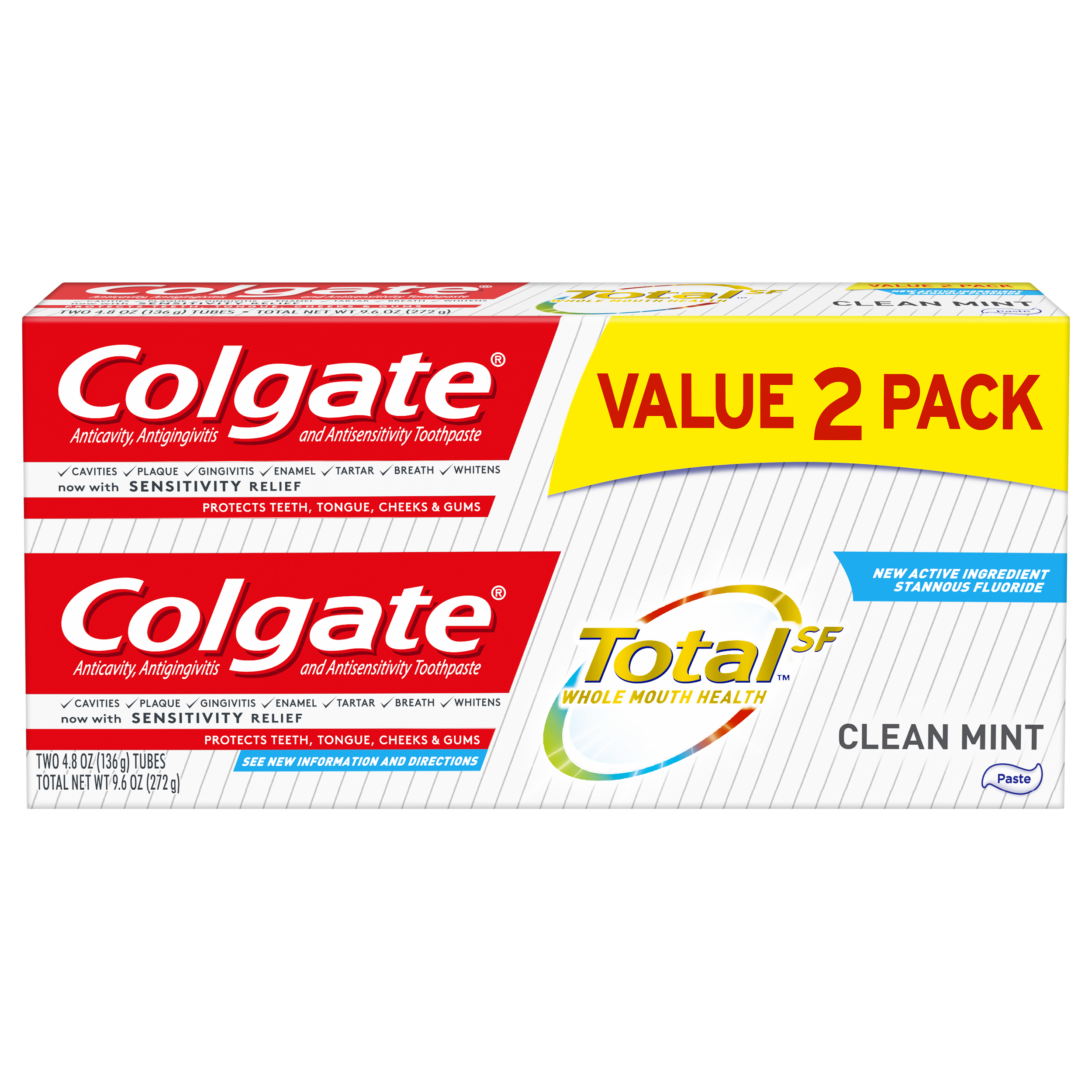 Colgate Total Toothpaste, Clean Mint, (2-Pack) Visit the Colgate Store