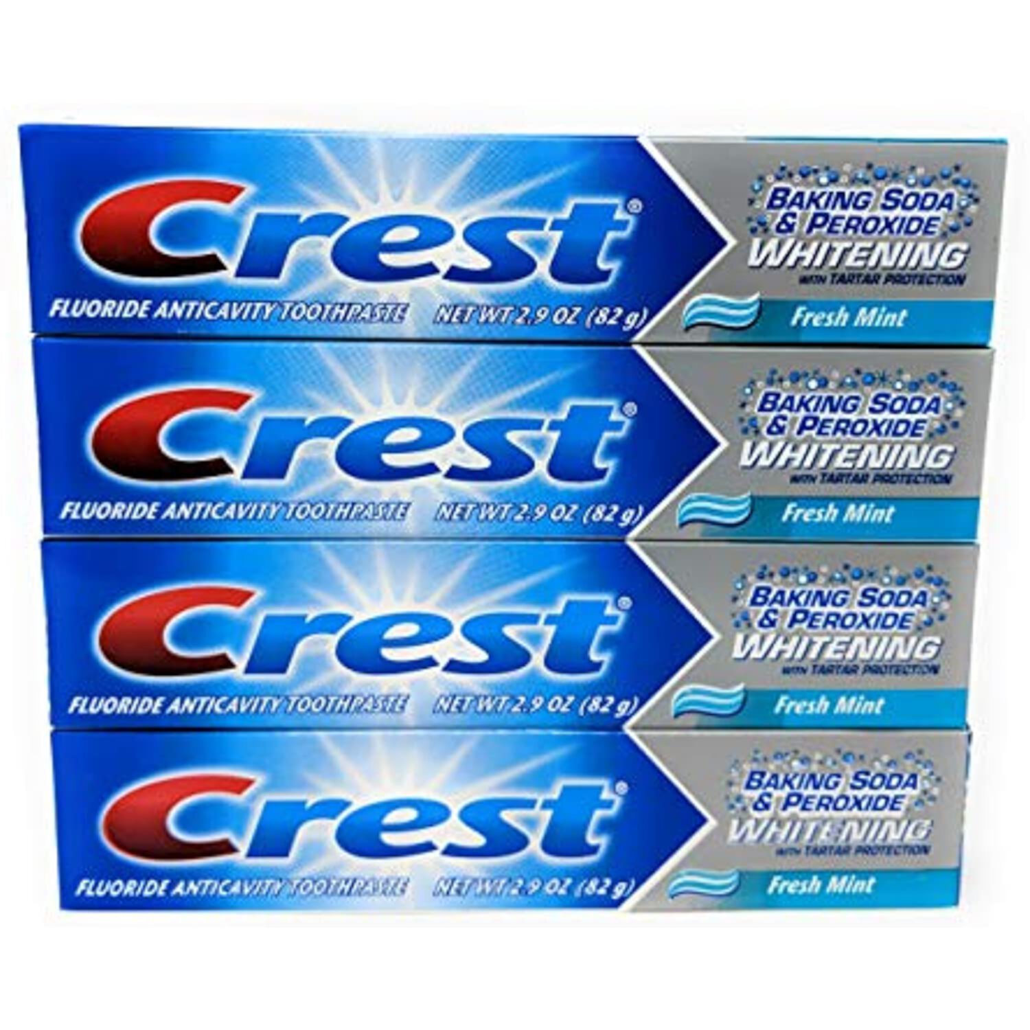 Crest Baking Soda Peroxide Whitening Tartar Toothpaste, 2.9 Oz, Fresh Mint, Pack of 4 Visit the Crest Store