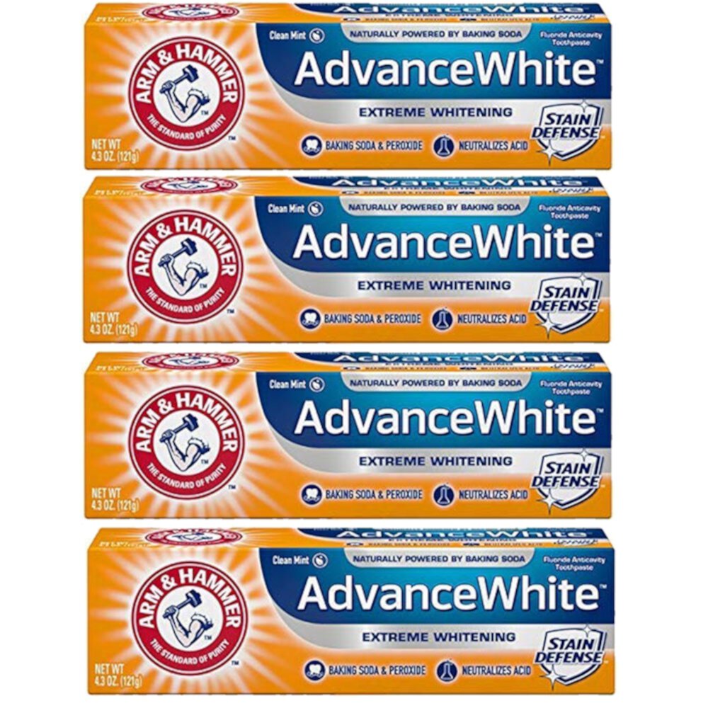 Pack of (4) ARM And HAMMER Advance White Baking Soda And Peroxide Toothpaste, Extreme Whitening 4.3 oz Arm & Hammer