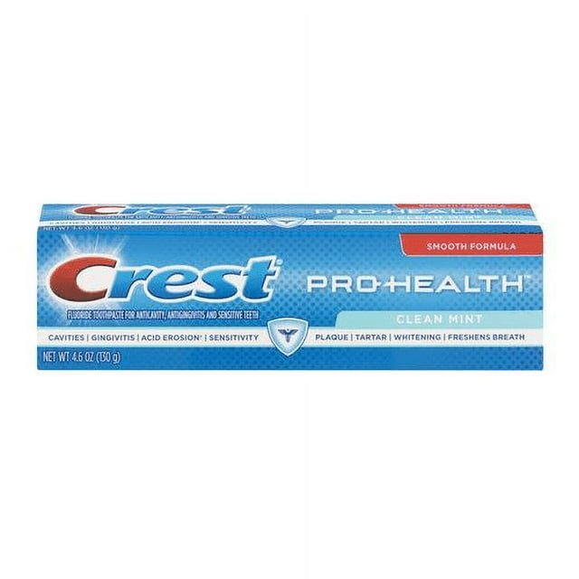 Crest Pro-Health Smooth Formula Toothpaste, Clean Mint Paste, 4.6 Oz (Pack of 2) Crest