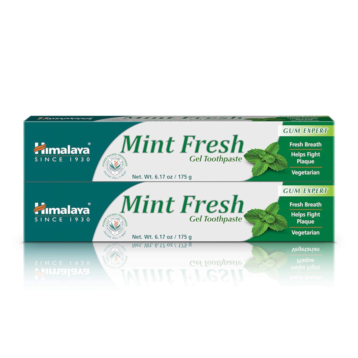 Himalaya Mint Fresh Gel Toothpaste, Fluoride Free to Reduce Plaque & Brighten Teeth, 6.17 oz, 2 Pack Himalaya