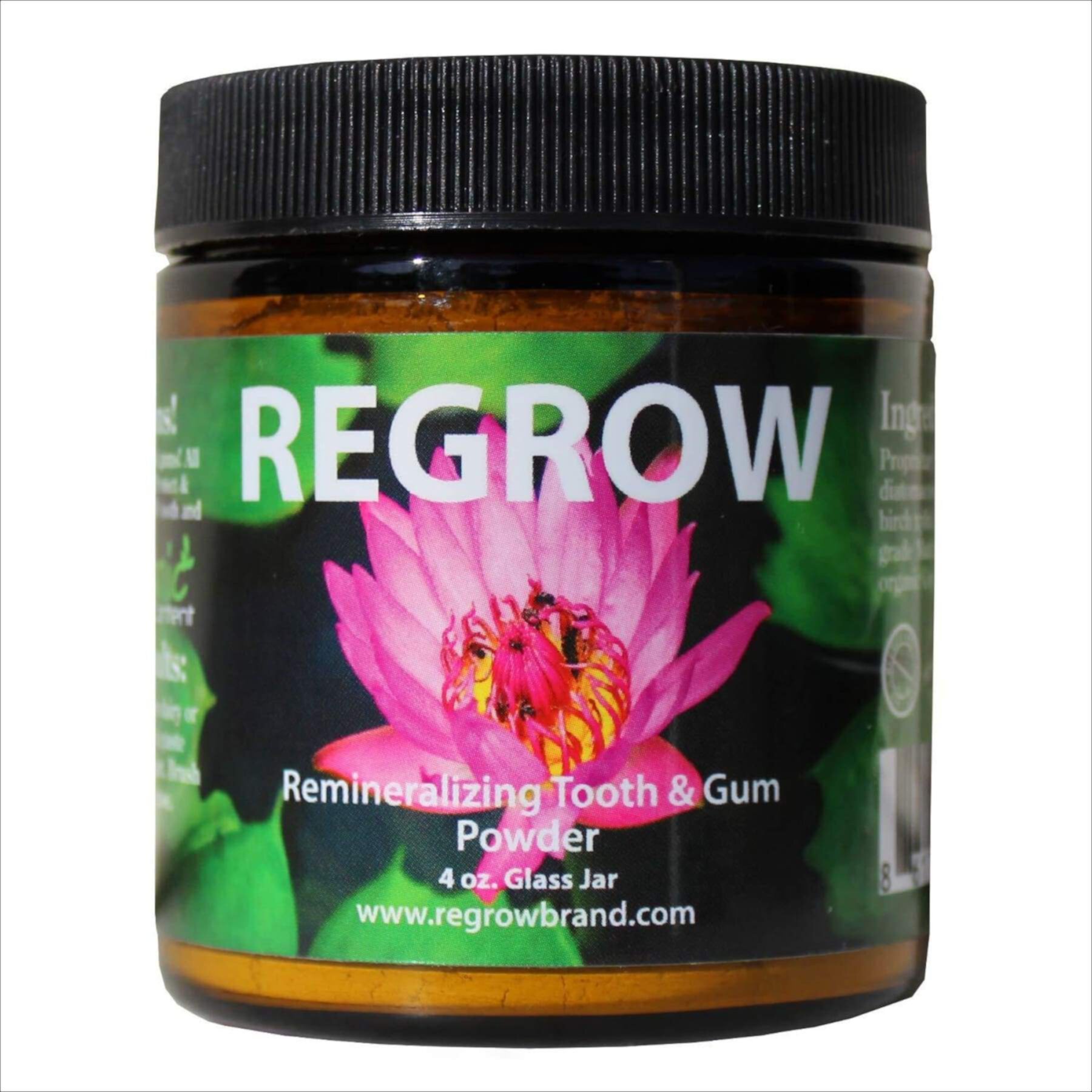 REGROW Remineralizing Tooth Powder - HYZ01 Whiter Teeth Naturally - Cleans, Heals, Protects & Stop Sensitive Teeth and Gums - All Natural - 4oz Glass Jar REGROW