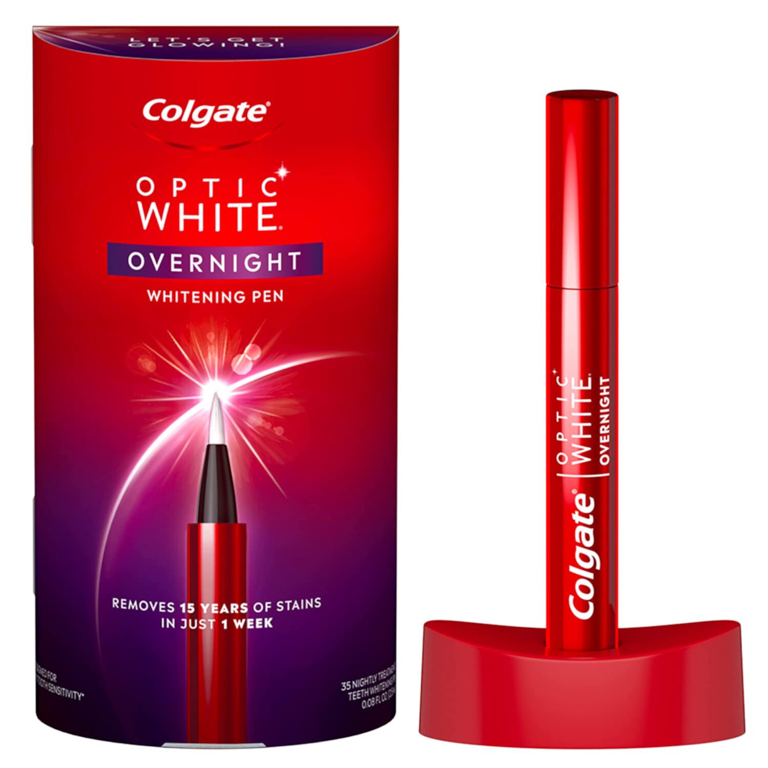 Colgate Optic White Overnight Teeth Whitening Pen, Teeth Stain Remover to Whiten Teeth, 35 Nightly Treatments, 0.08 Fl Oz Visit the Colgate Store