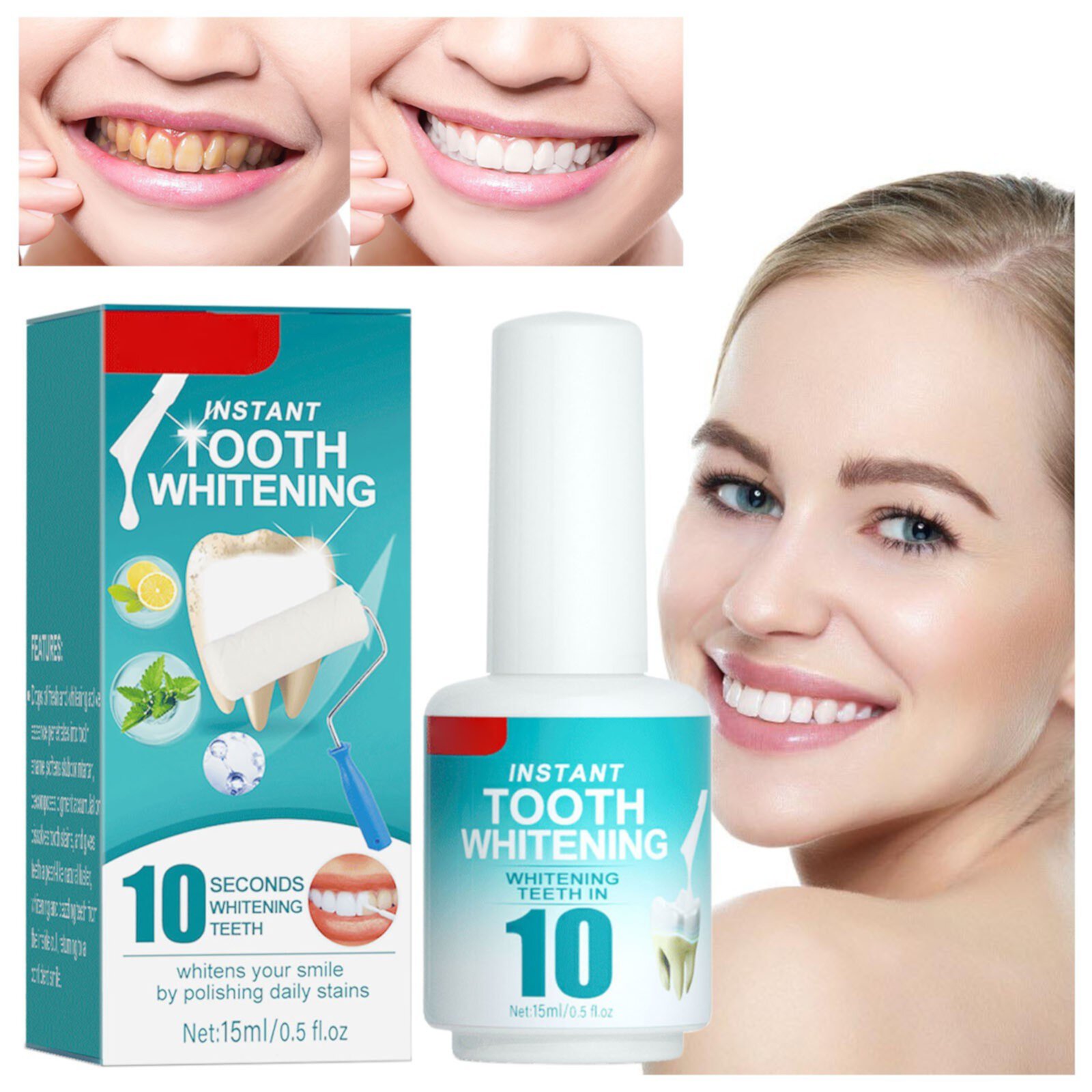 KPLFUBK Teeth Whitening Teeth Paint Removing Stains And Bad Breath Cleaning Oral Care Tooth Paint Instant Teeth Paint 15ml KPLFUBK