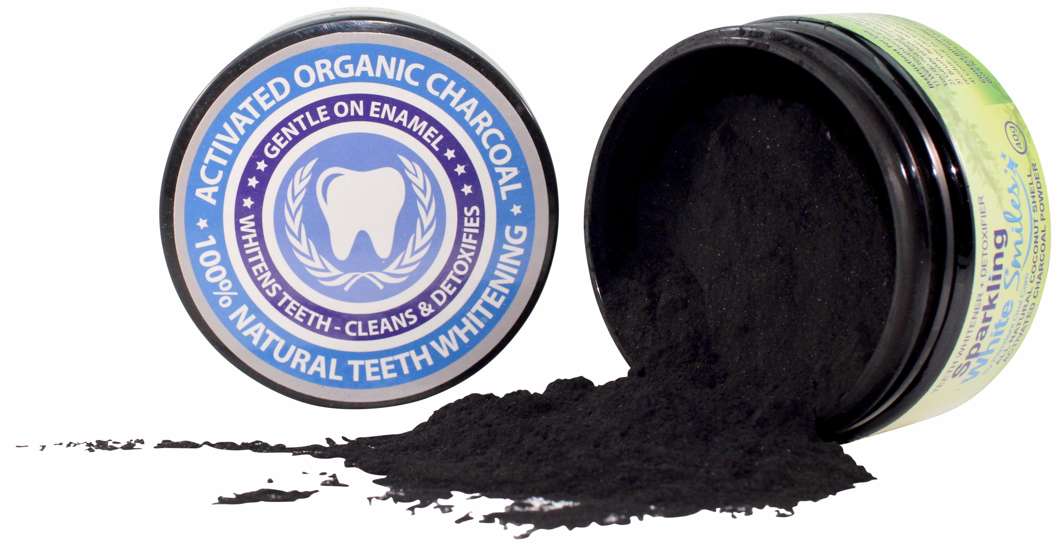 Activated Charcoal Powder for Natural Teeth Whitening, Cleaning and Detoxifying - Coconut Shell Activated Charcoal - Natural Teeth Whitener - For a Healthy Smile Sparkling White Smiles