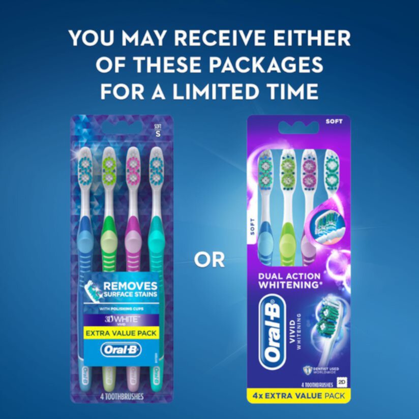 Oral-B 3D White Vivid Manual Toothbrushes, Soft Bristles, 4 Count Value Pack Visit the Oral-B Store