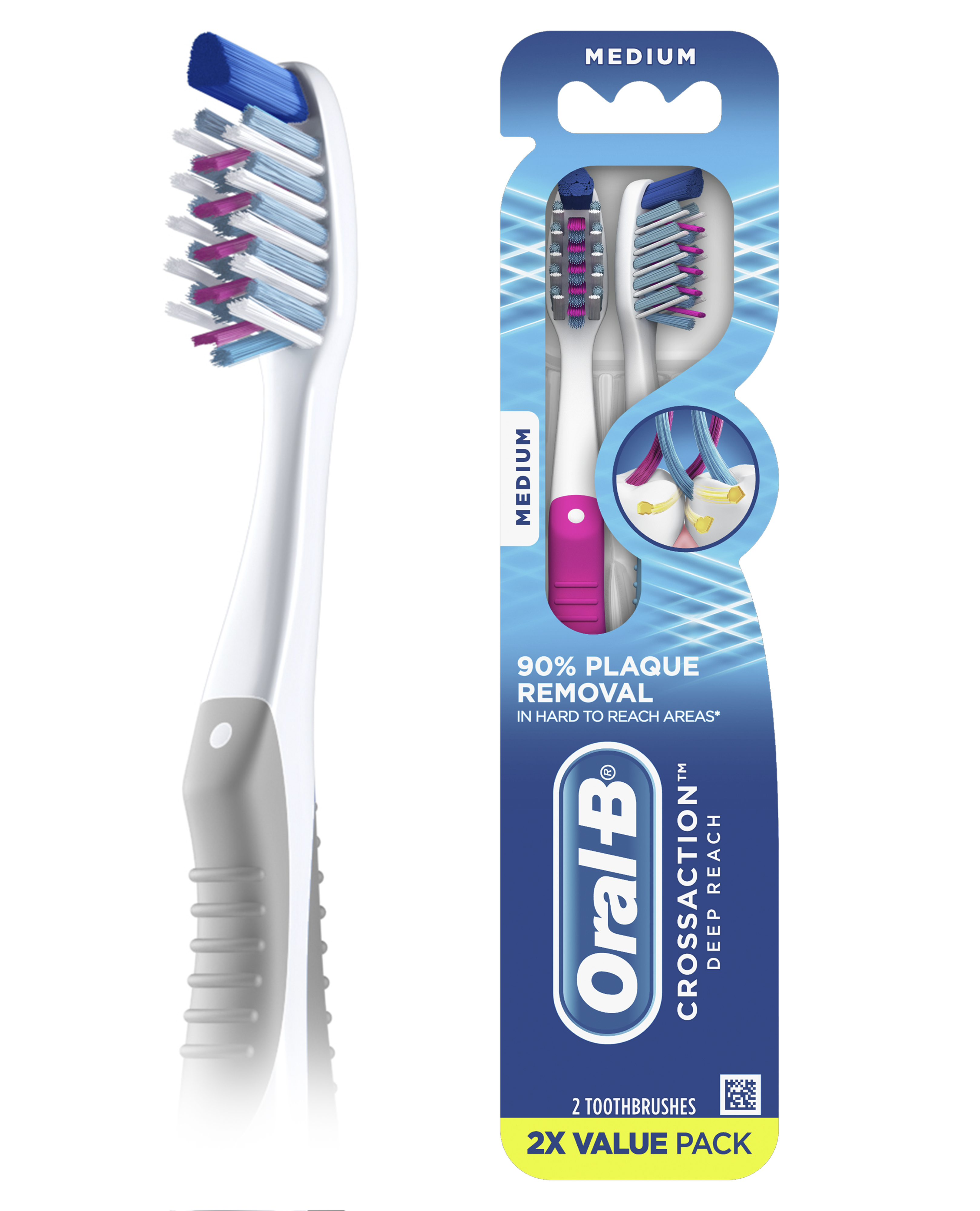 Oral-B CrossAction Deep Reach Toothbrushes, Medium, 2 Count Visit the Oral-B Store