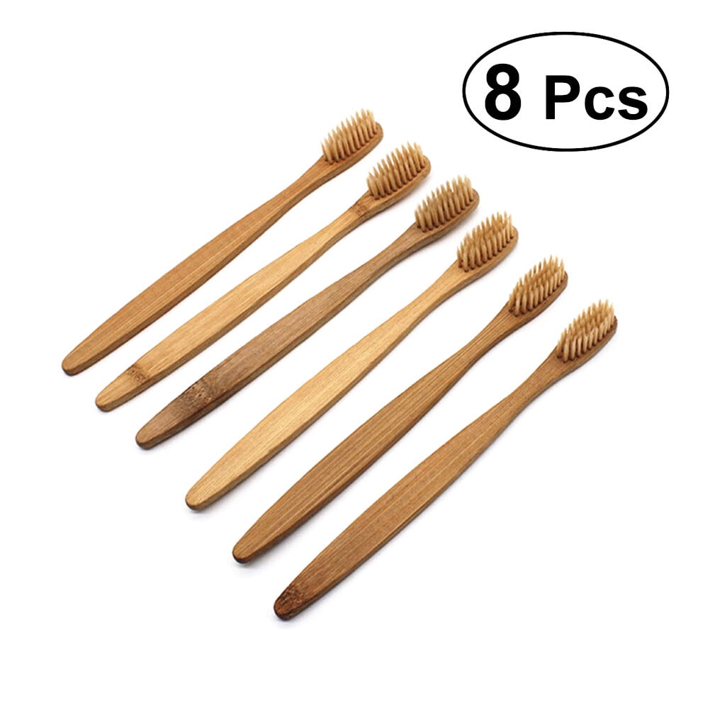 8pcs Bamboo Toothbrush Natural Wooden ECO Friendly Toothbrush with Bristles Homemaxs