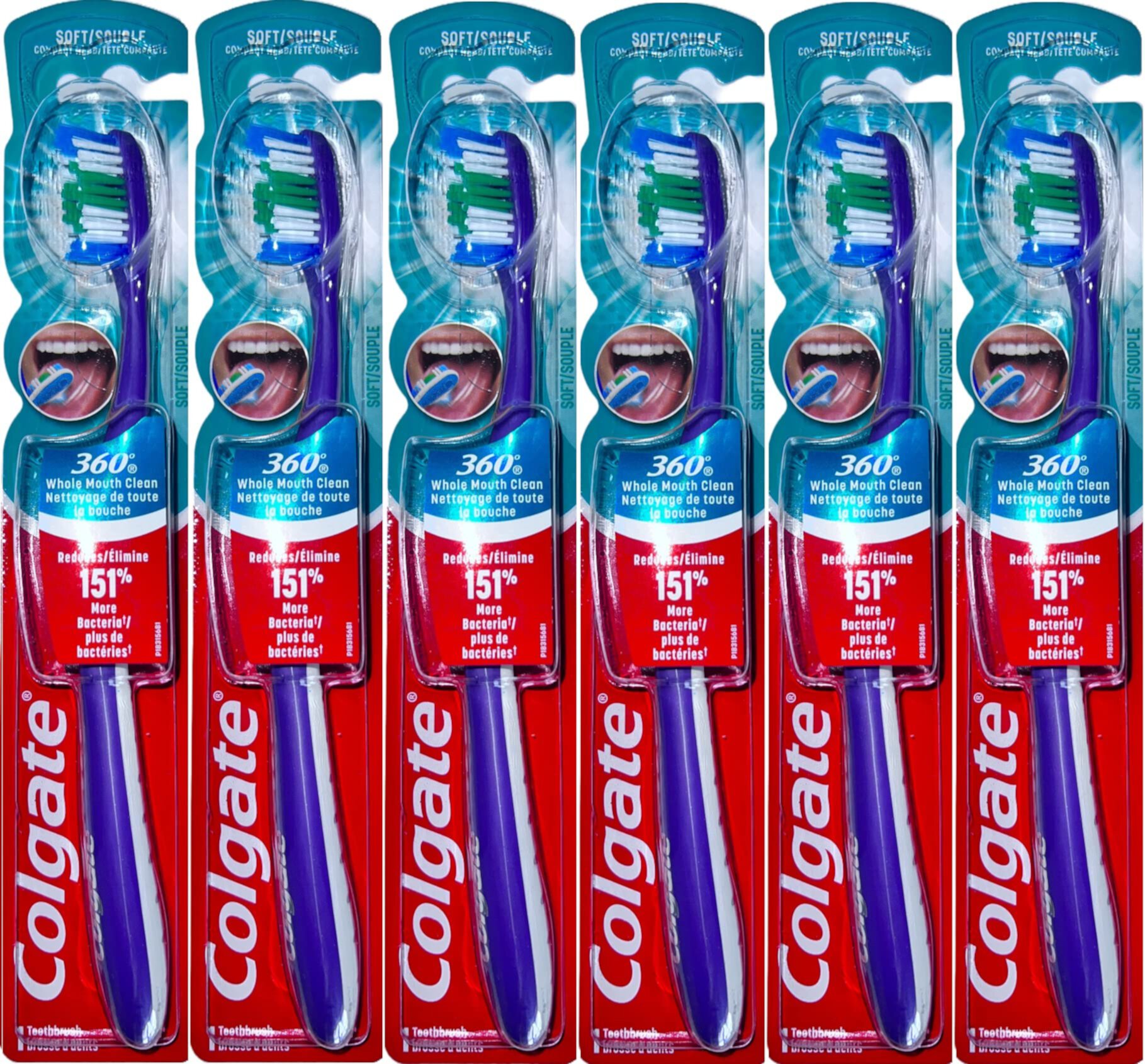 Colgate 360 Whole Mouth Clean HYZ01 Toothbrush, Soft Compact Head (Colors Vary) - Pack of 6 Visit the Colgate Store