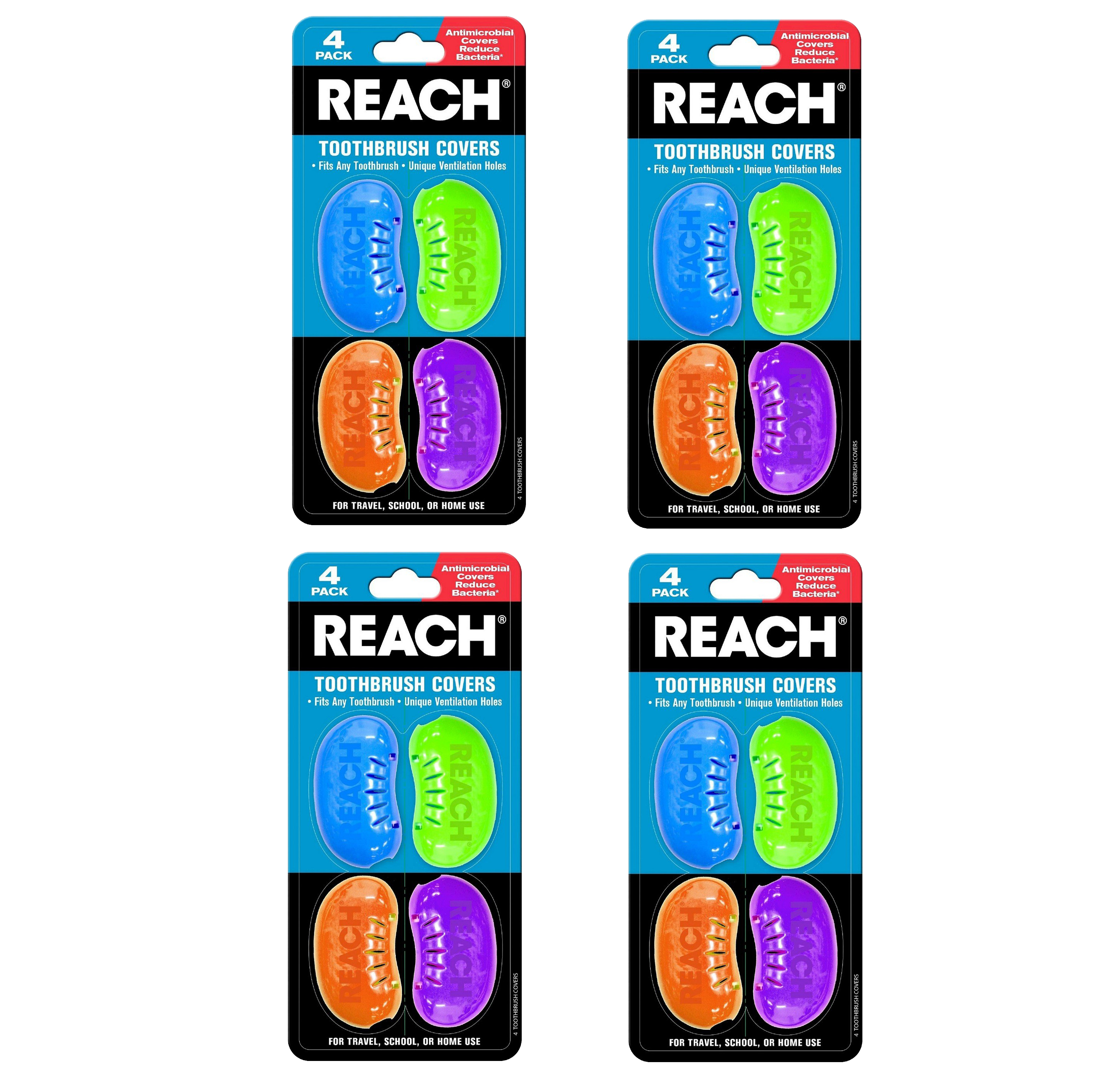 REACH Toothbrush Covers, 4 covers per pack (4 Packs) Reach