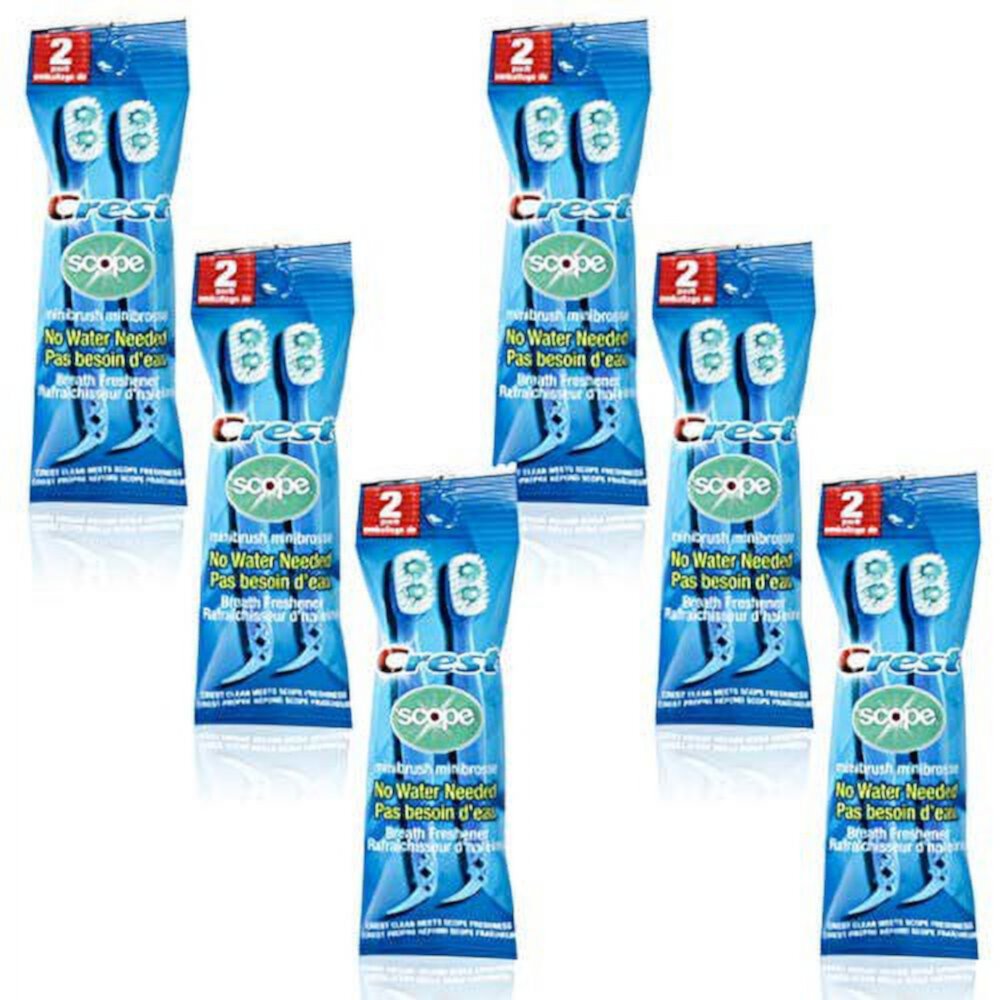 Crest Scope | Mini Brushes-Disposable Toothbrushes with Toothpaste and Pick 6 Pack Crest