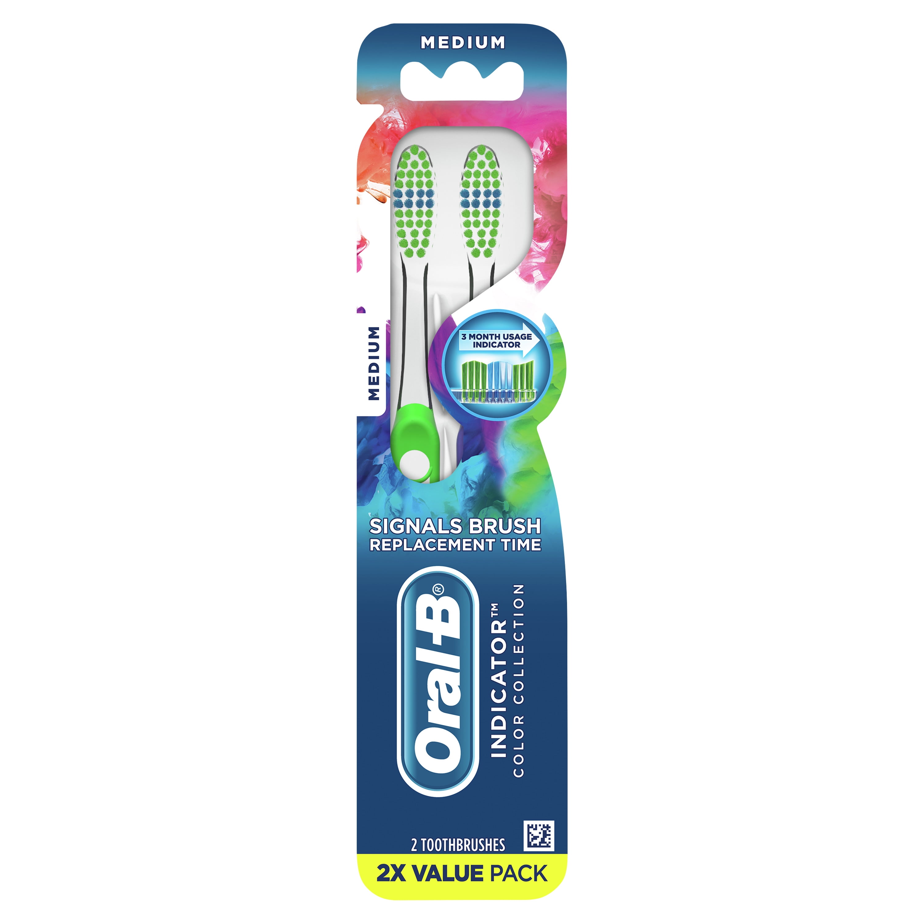 Oral-B Indicator Color Collection Manual Toothbrush, Medium, 2 Ct Oral-B