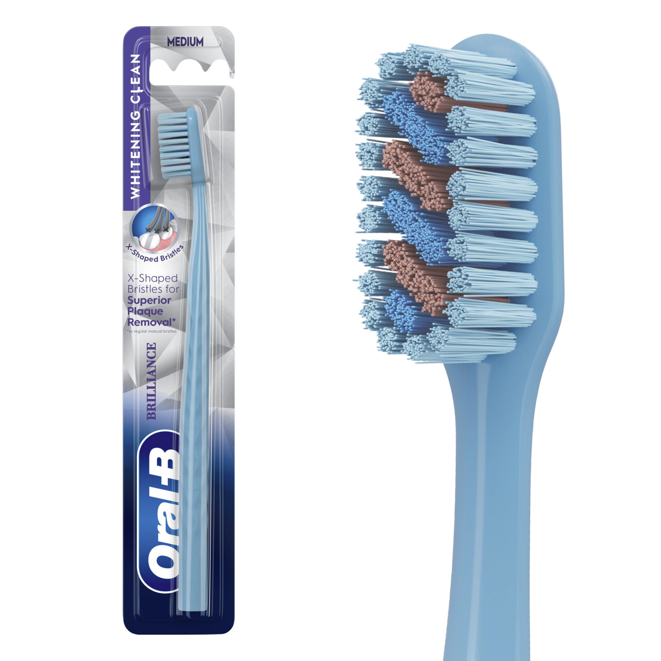 Oral-B Brilliance Whitening Toothbrush, Medium, Sky Blue, 1 Count, for Adults and Children 3+ Visit the Oral-B Store