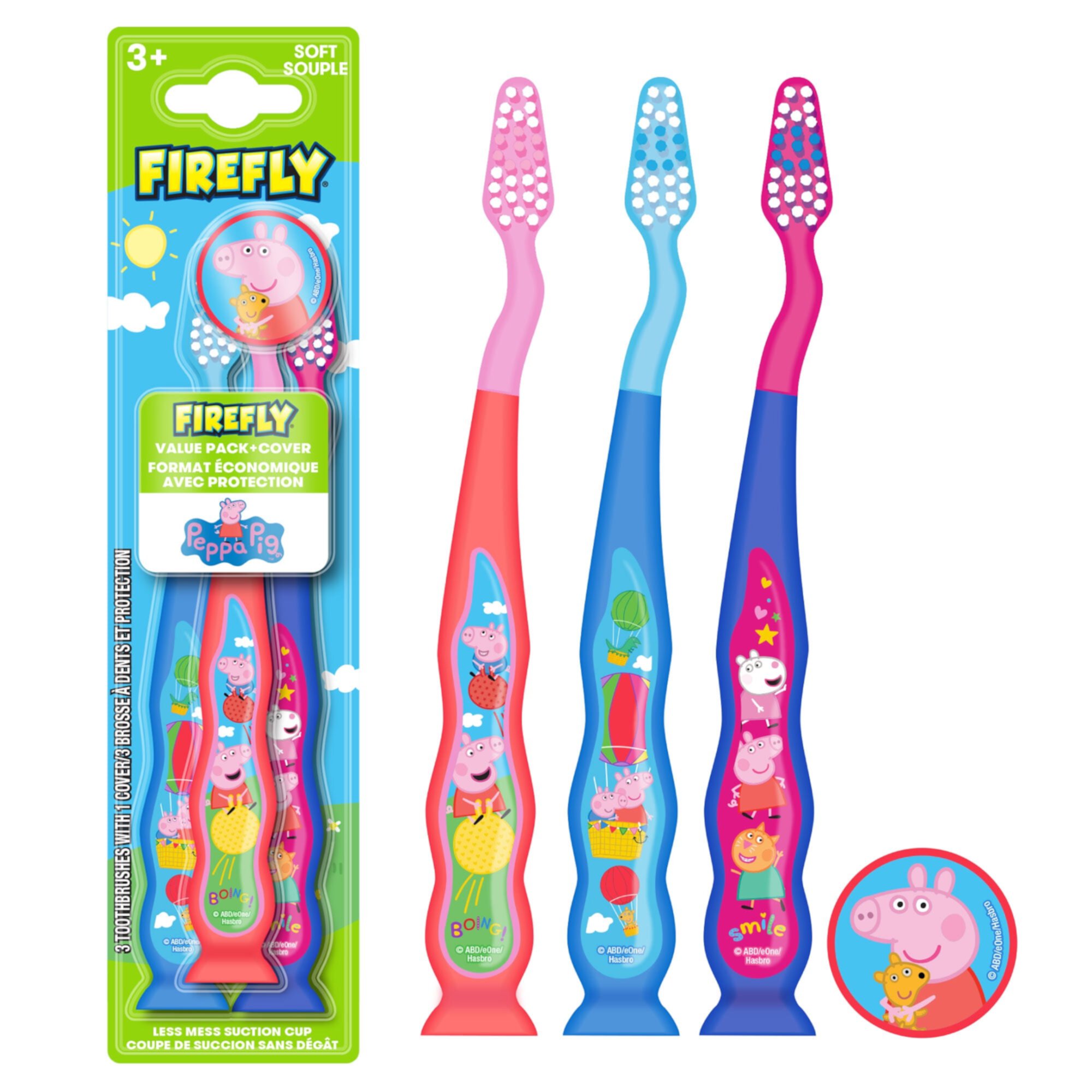 Firefly Peppa Pig Suction Cup Toothbrush, 3 Count Firefly