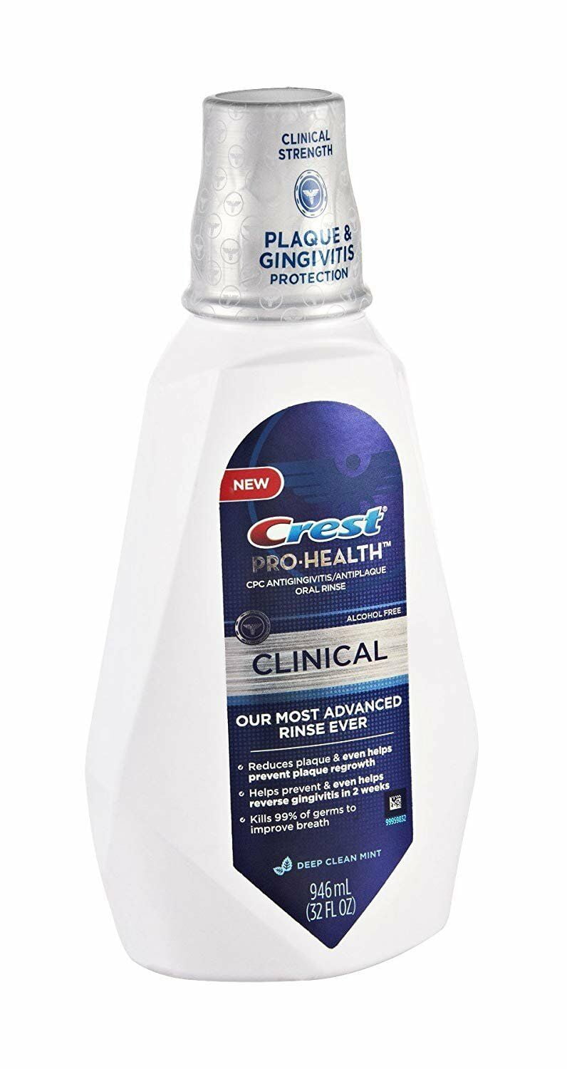 Crest Pro-Health Alcohol Free Clinical, Deep Clean Mint, 32 oz, 3-Pack Crest