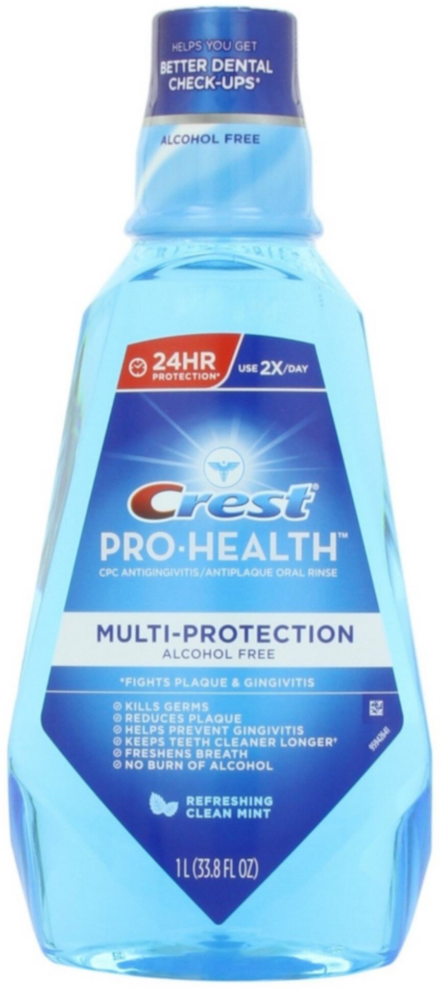 Crest Pro-Health Multi-Protection Oral Rinse, Refreshing Clean Mint 1000 mL (Pack of 4) Crest