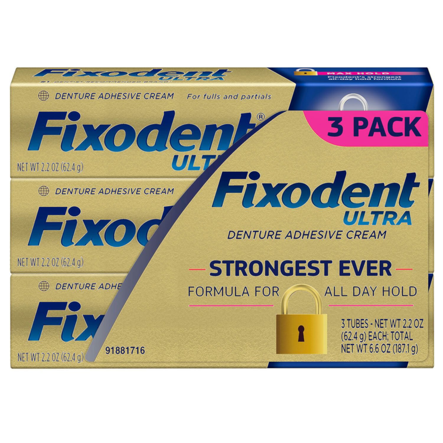 Fixodent Ultra Max Hold Dental Adhesive (2.2 oz. 6 pack.) Fixodent