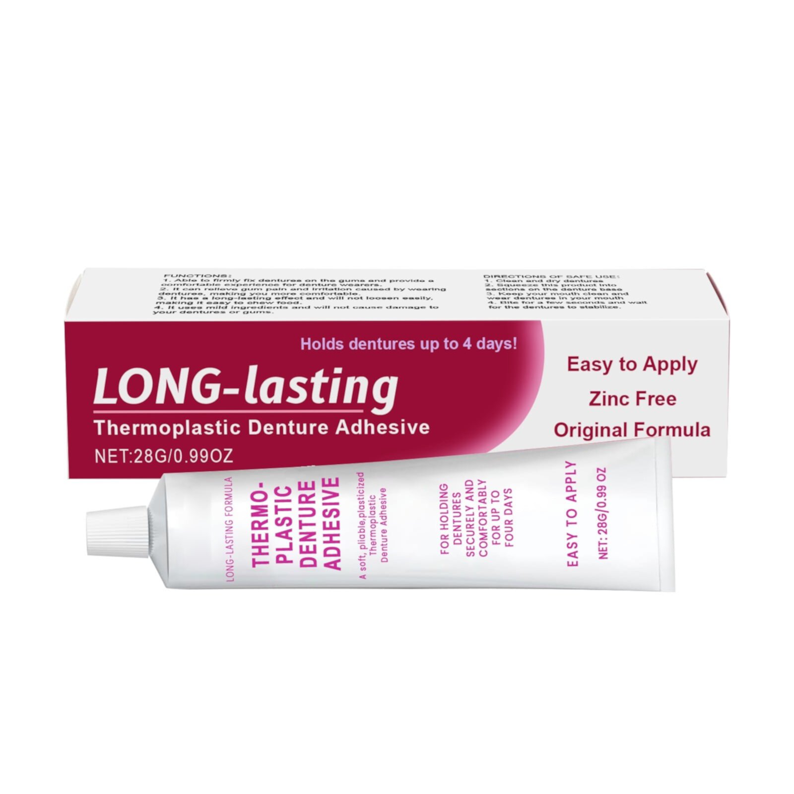 Long-lasting,a Soft Pliable Thermoplastic for Refitting and Tightening Dentures Cushion Grip Thermoplastic Denture Adhesive, Secure Denture Adhesive 1 Oz Lfeizsold