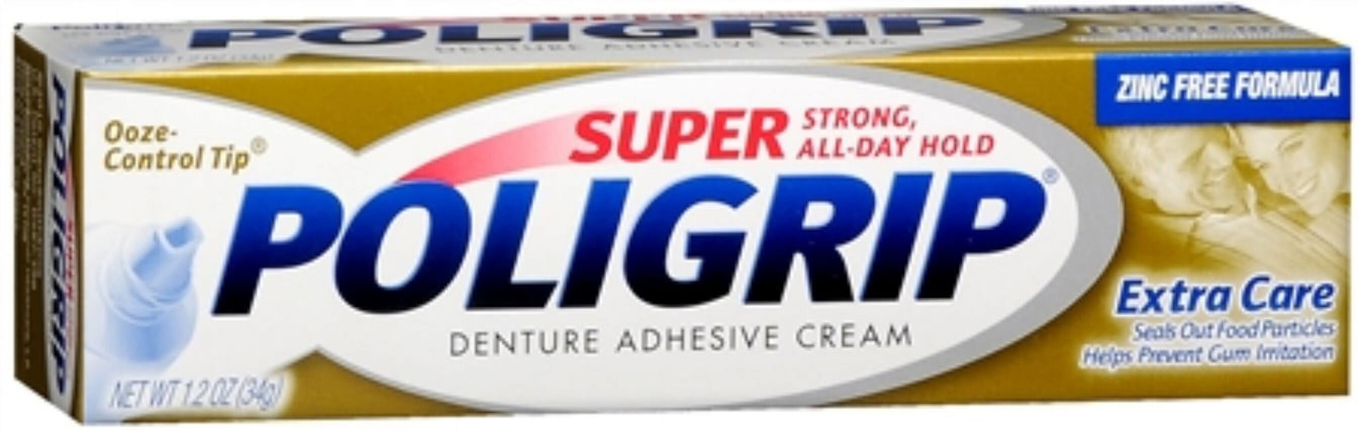 SUPER POLIGRIP Denture Adhesive Cream Extra Care 1.20 oz Super Poligrip