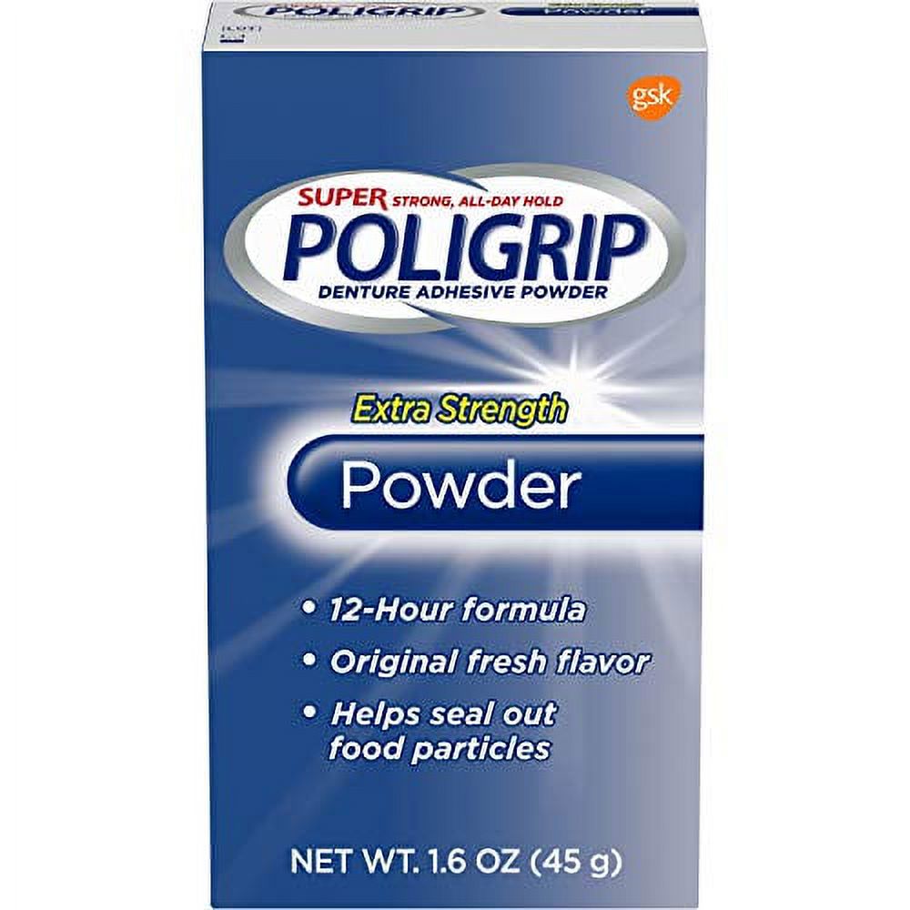 Super Poligrip Denture Adhesive Powder Extra Strength - 1.6 oz (Pack of 2) by Glaxosmithkline Consumer Super Poligrip