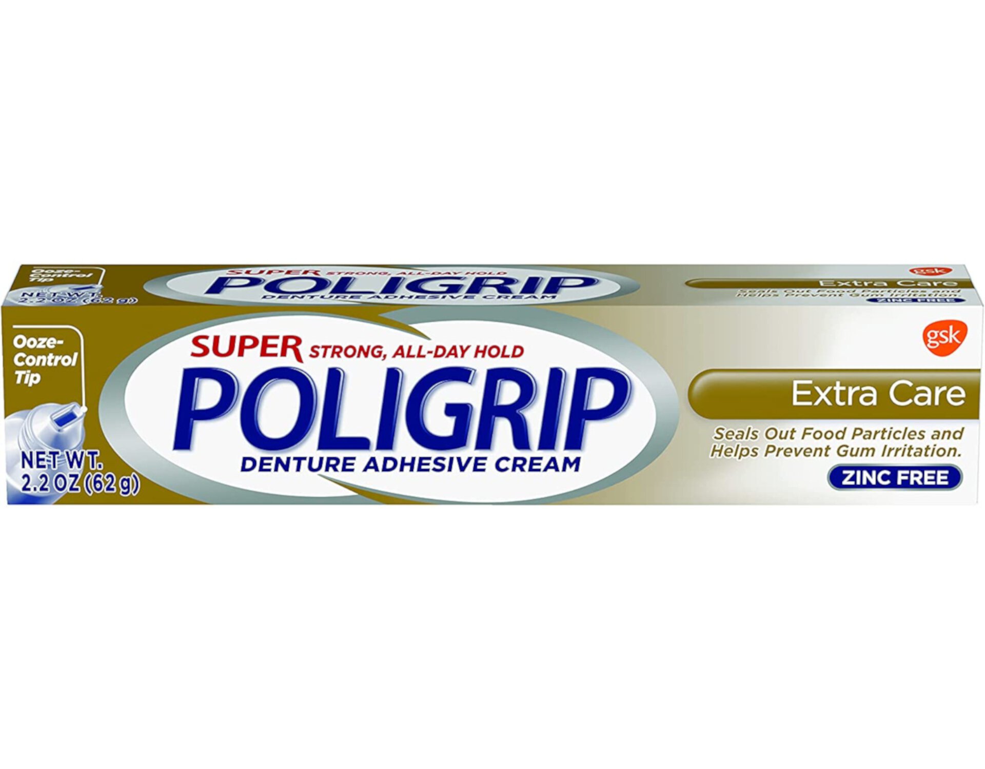 Super Poligrip Denture Adhesive Cream, Extra Care Twin Pack, 2.2 Oz, 2 Pack Poligrip