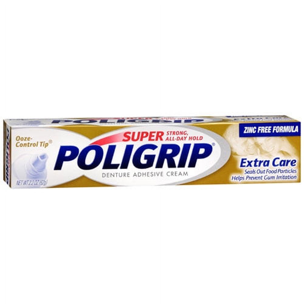 Super Poligrip Denture Adhesive Cream, Extra Care, 2.2 Oz, 6 Pack Super Poligrip