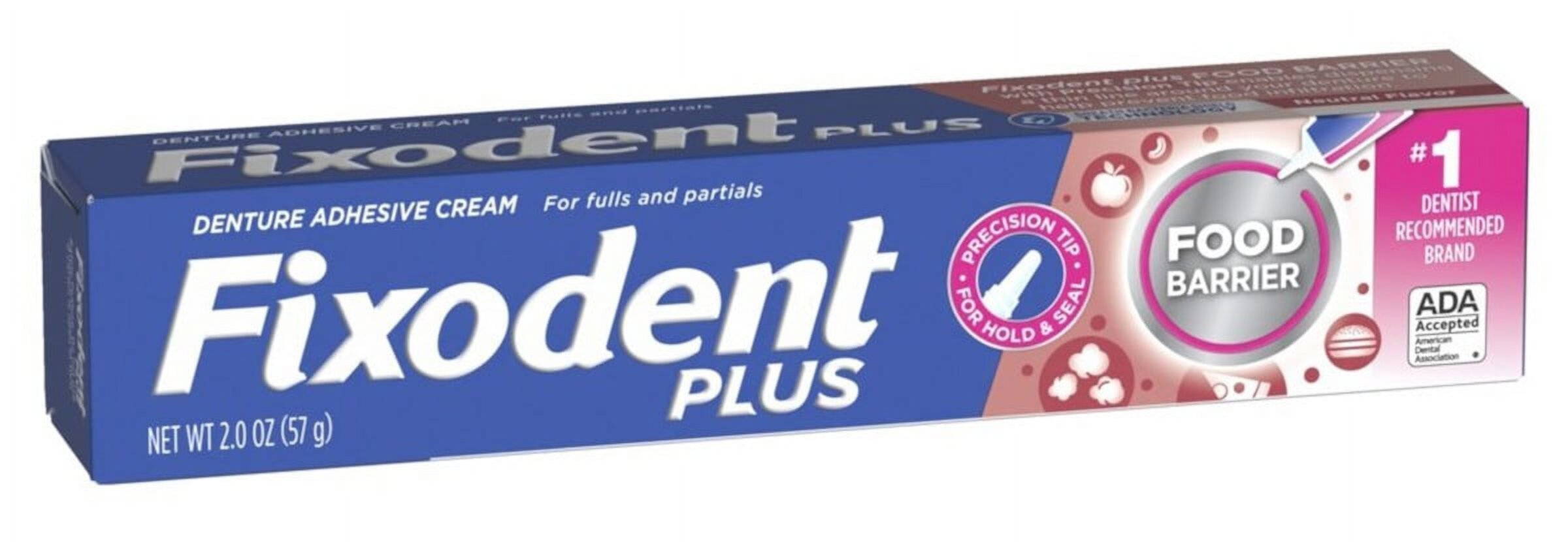 Fixodent Plus Denture Adhesive Cream Food Barrier 2oz (Pack of 3) Fixodent