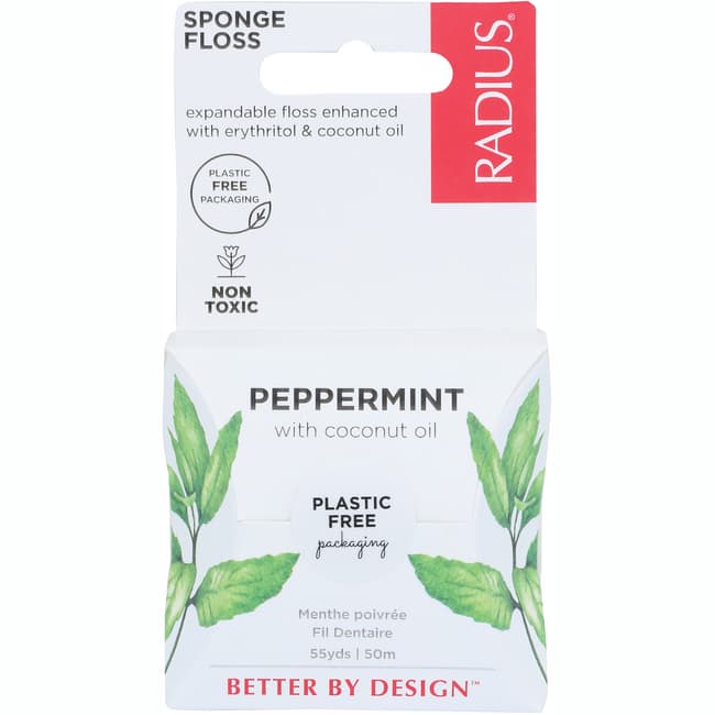 RADIUS Peppermint Dental Floss 55 Yards Vegan and Non-Toxic Oral Care Boost Total Tooth & Gum Protection Clear Visit the RADIUS Store