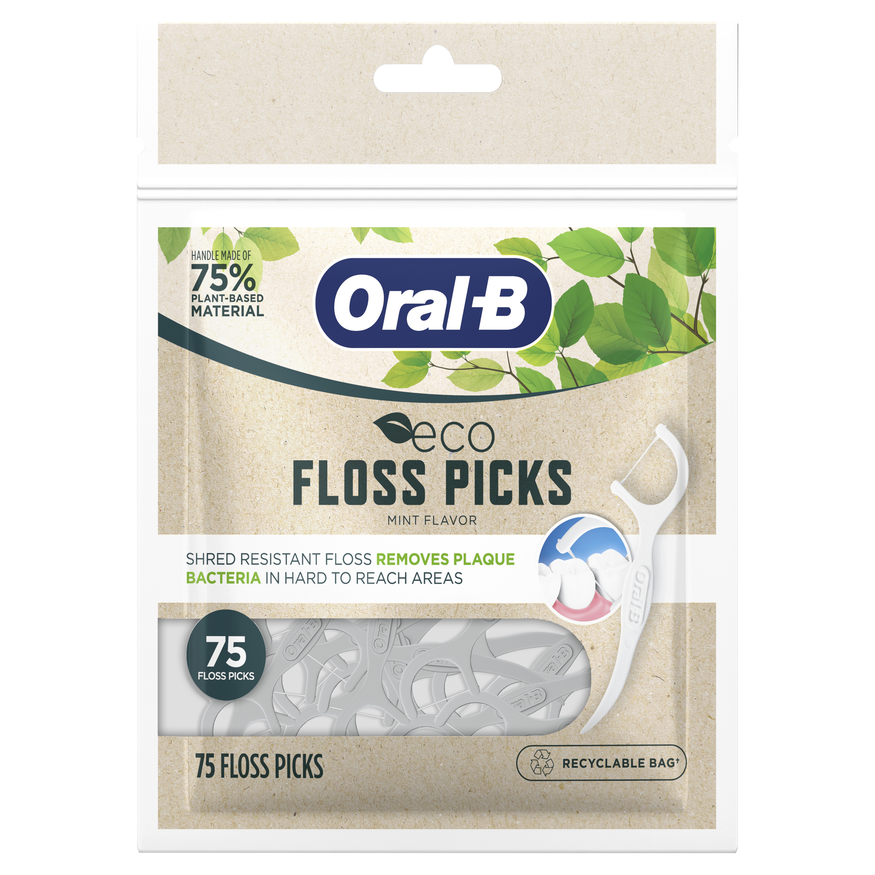 Oral-B Eco Dental Floss Picks, Sustainable, Mint, 75 Picks Visit the Oral-B Store