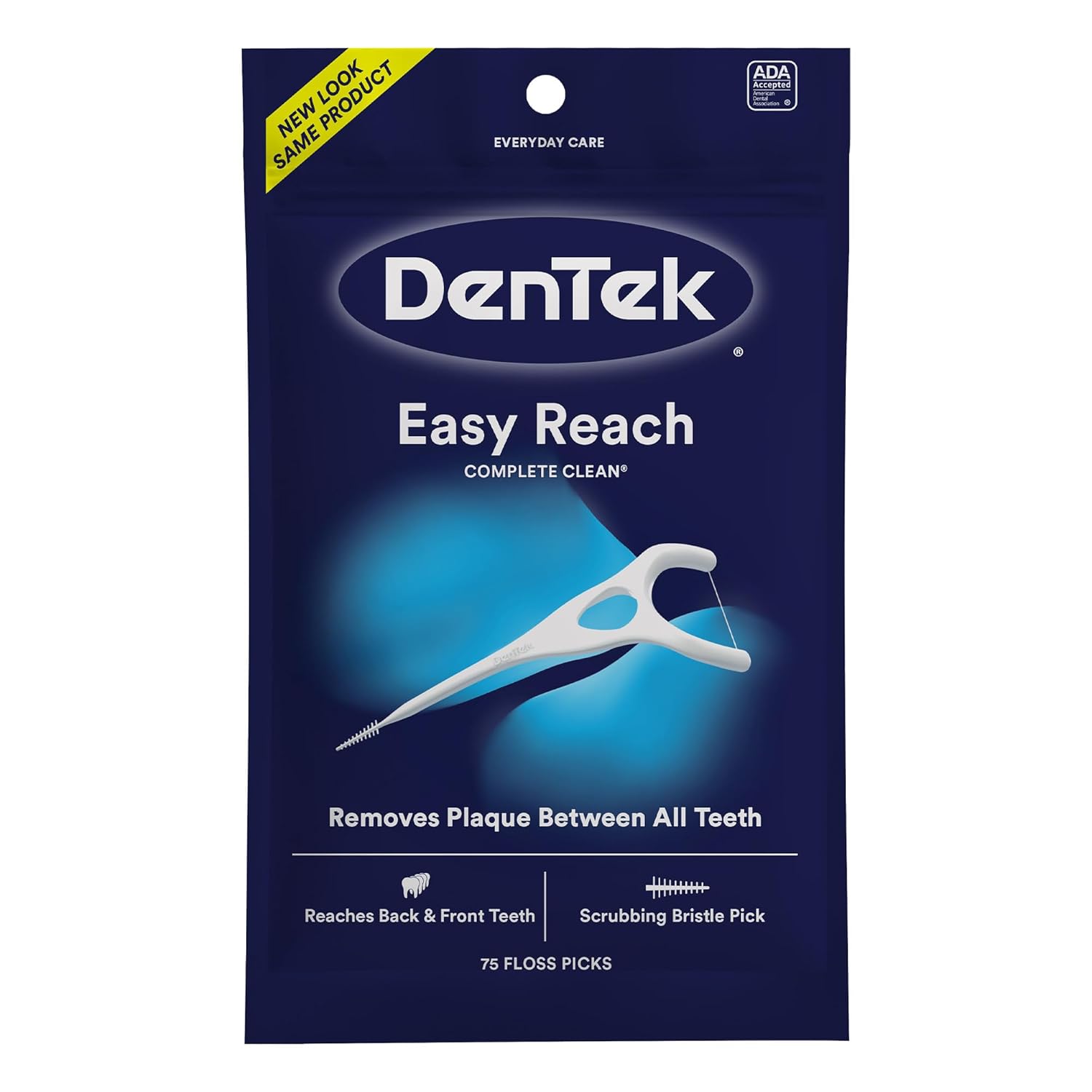 DenTek Complete Clean, Fresh Mint, Easy Reach Angled Floss Picks, No Break & No Shred Floss, 75 Each Visit the DenTek Store