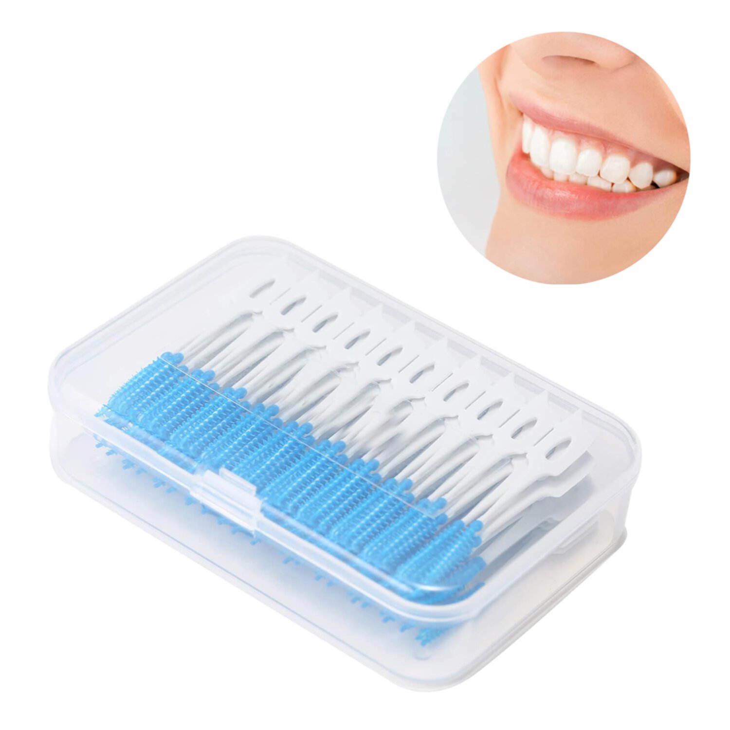 200Pcs Floss Picks, Gum Soft Picks, Interdental Brushes Dental Picks for Teeth Ultra Tight Bristles Tooth Interdental Cleaners Silicone Toothpick Brush Cleaners, Blue Seguan