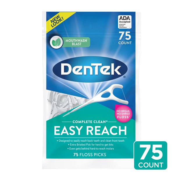 6 Pack - DenTek Complete Clean Mouthwash Blast Angled Floss Picks 75 Each DenTek