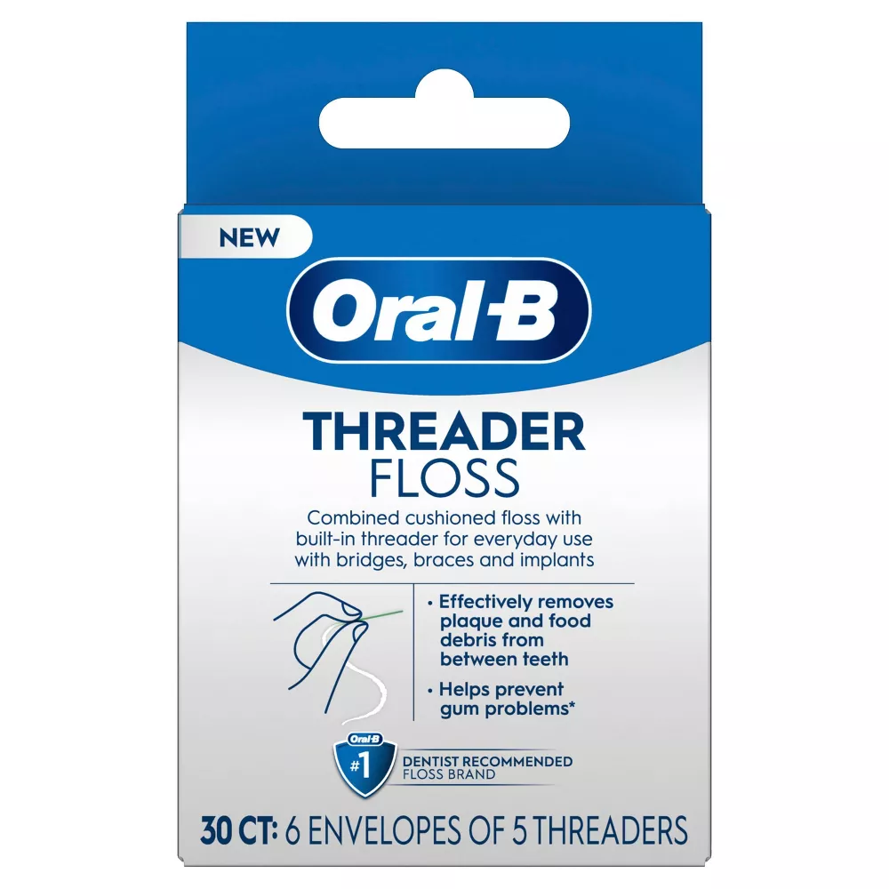 Glide Threader Floss, 30-Count Boxes of Single-Use Packets (Pack of 4) 30 Count (Pack of 4) Oral-B