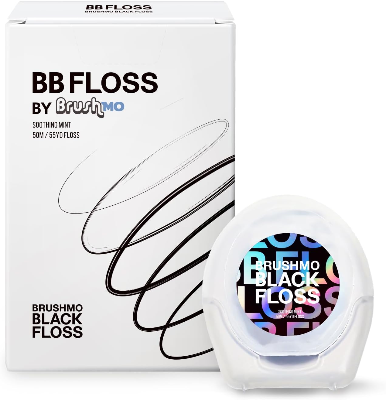 Brushmo Black Floss Expanding Woven Dental Floss, Dentist-Designed Oral Care, Mint, Shred Resistant, Waxed, Vegan, Kid-Friendly String Floss with Microcrystalline Wax, 1 Spool (55 yd) Visit the Brushmo Store