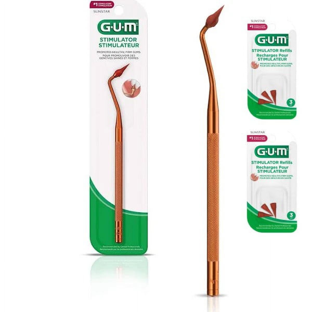 GUM Stimulator Permanent Handle - Long Handled Massager (Handle + 2 Refill Packs) Visit the GUM Store