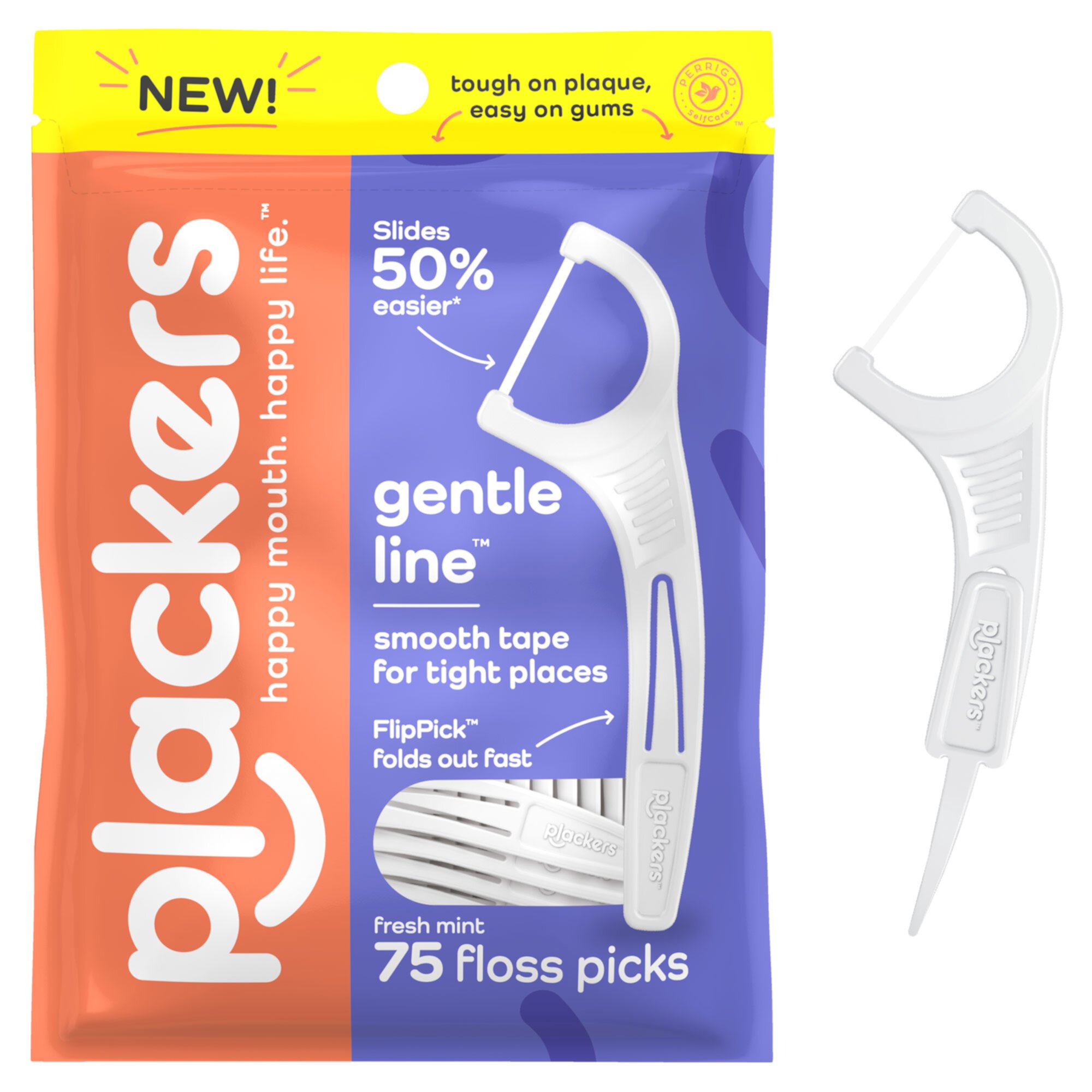 Plackers Gentle Line Mint Tape Floss Picks, 75 Count Visit the Plackers Store