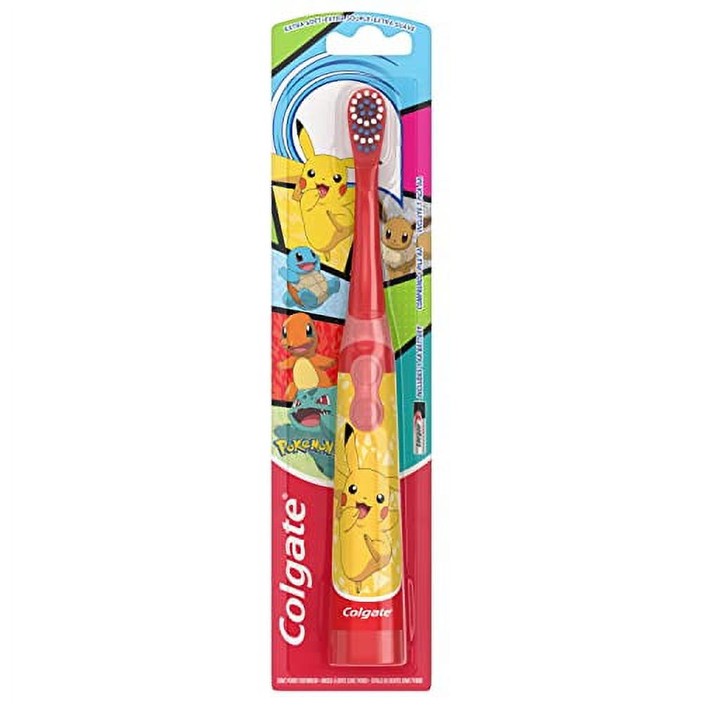 Colgate Kids Battery Powered Toothbrush, Kids Battery Toothbrush with Included AA Battery, Extra Soft Bristles, Flat-Laying Handle to Prevent Rolling, Pokemon Toothbrush, 1 Pack Visit the Colgate Store