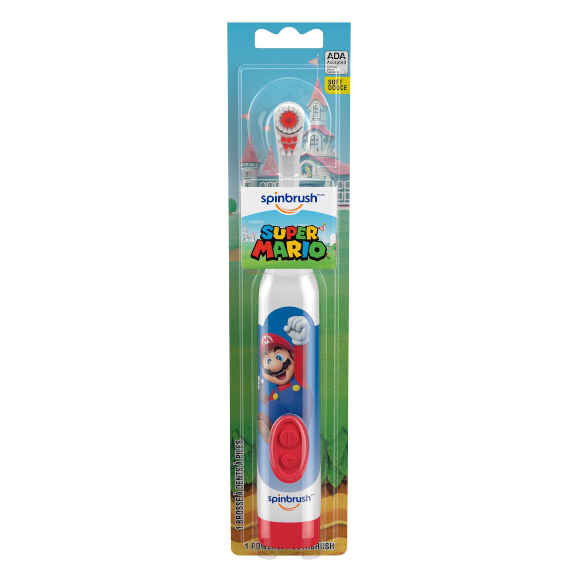 Spinbrush Super Mario Kid’s Electric Battery Toothbrush, Soft, 1 ct, Character May Vary C35 Visit the Spinbrush Store