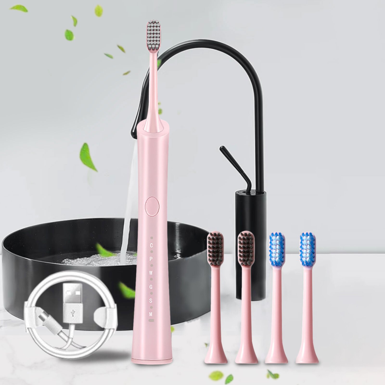 Dreparja 32000 Times/min High FrequencyElectric Toothbrush for Adults and Kids- High Power Rechargeable Toothbrushes with 5 Brush Heads,6 Adjustable Modes Electric Toothbrush Dreparja