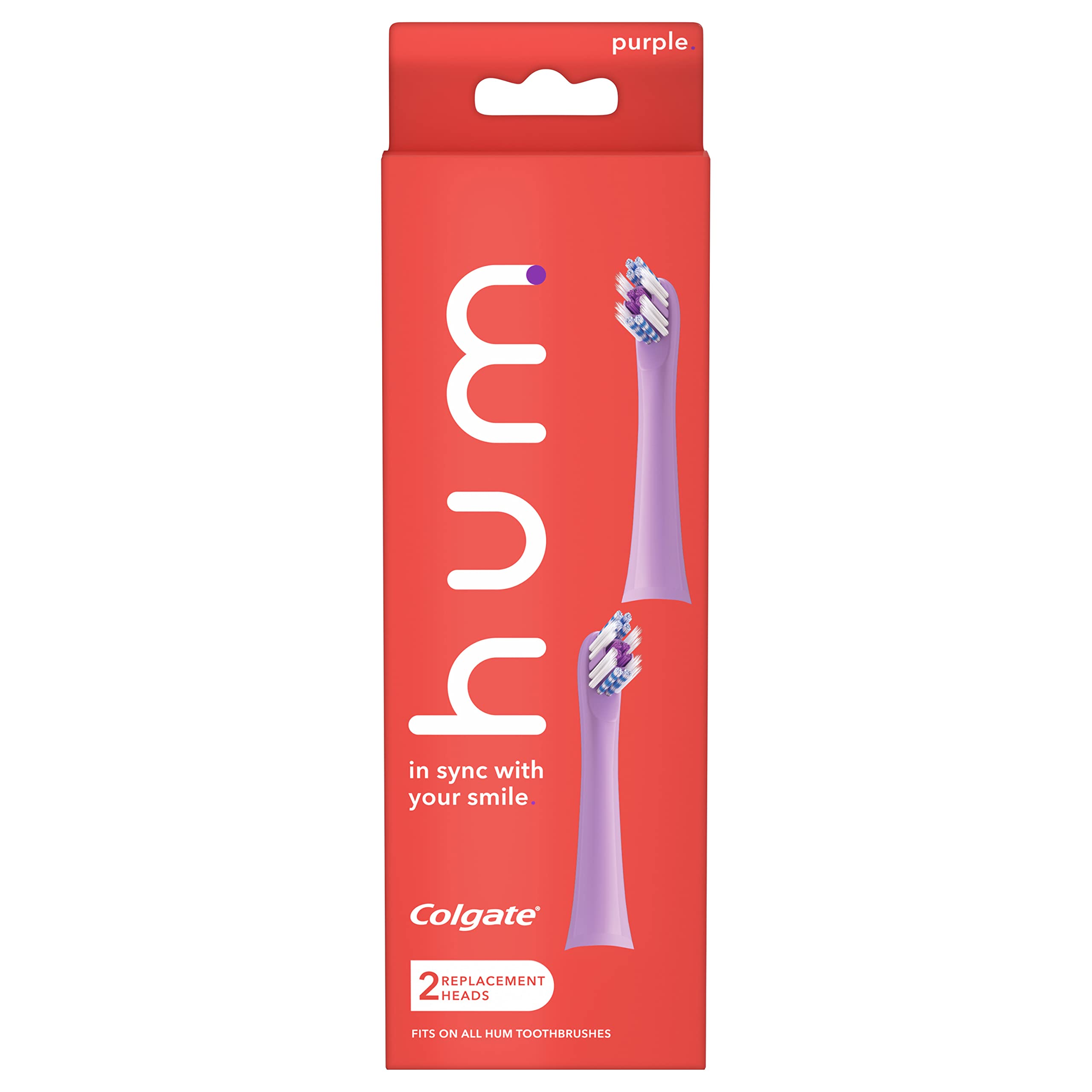 Colgate hum Replacement Heads, hum Toothbrush Heads with Floss Tip Bristles for Smart Toothbrush, Purple, 2 Pack C17 Visit the Colgate Store