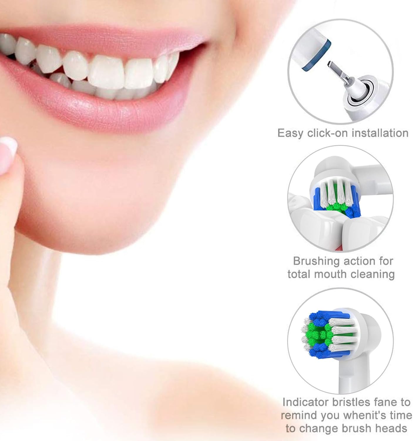 Replacement Toothbrush Heads Compatible with Oral B Braun, 12 Pcs Professional Electric Toothbrush Heads Brush Heads Compatible with Oral B Replacement Heads Refill 7000/Pro 1000/9600/500/3000/8000 TIFOR