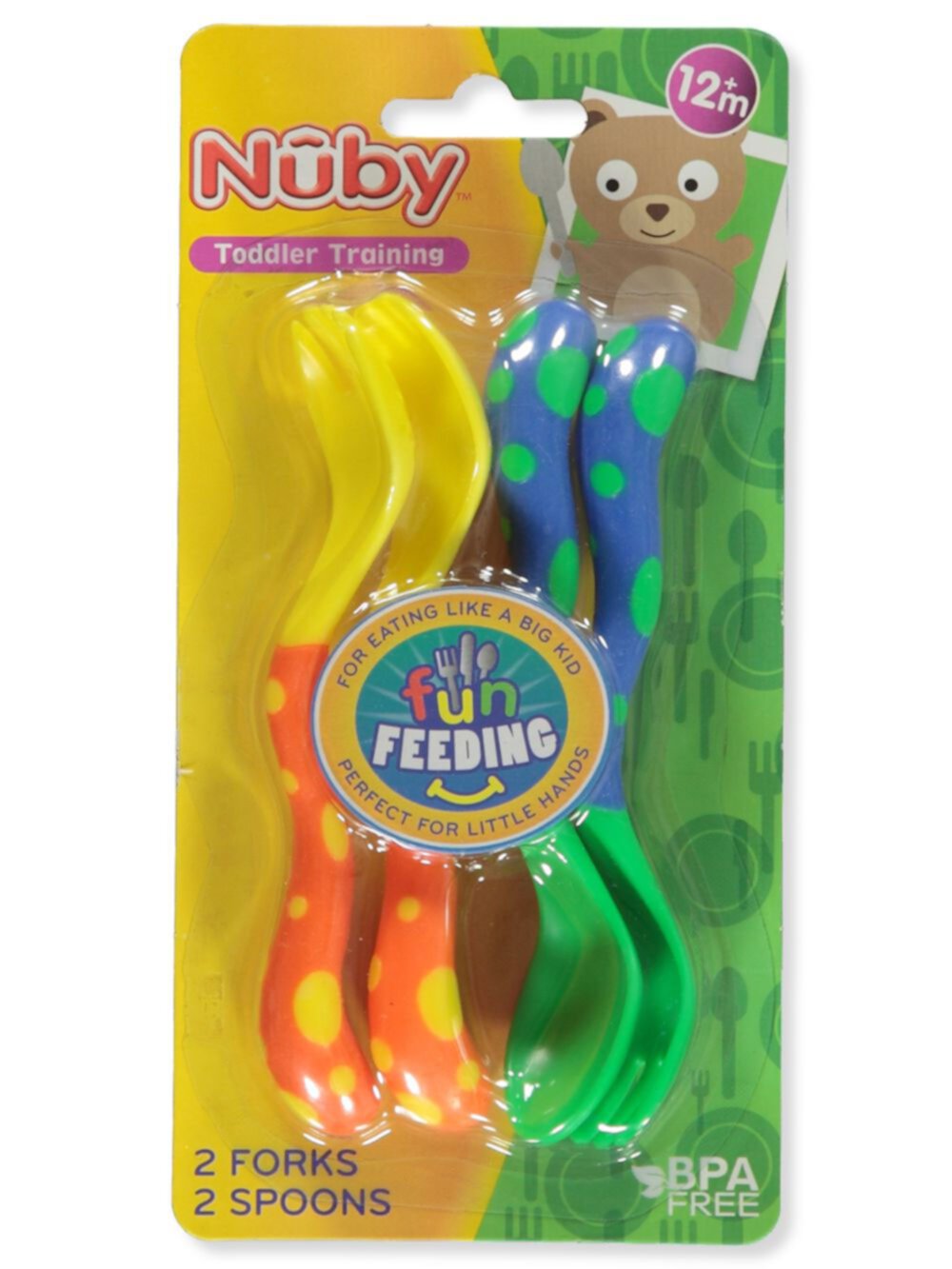 Nuby Fun Feeding Spoons & Forks 2-Pack - yellow/green, one size NUBY