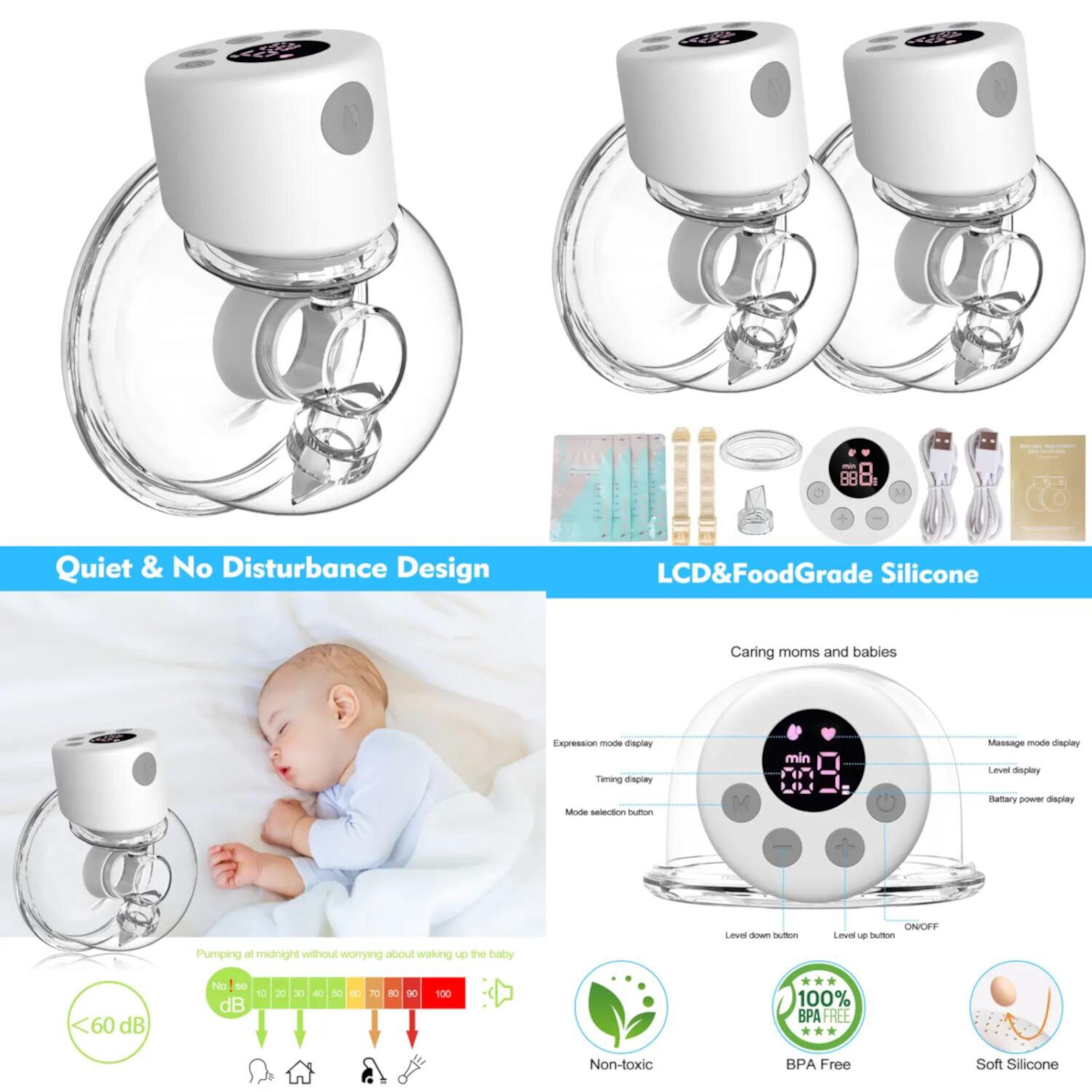 jSHANFU Upgraded Hand Free Breast Pump Wireless Wearable Breast Pump Low Noise & Painless Massage Function JSHANFU