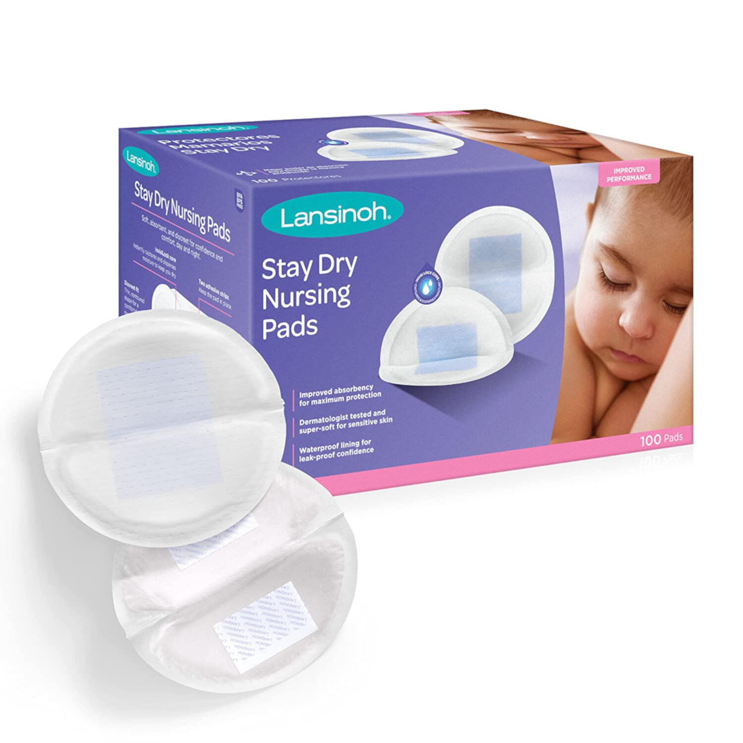 Lansinoh Stay Dry Disposable Nursing Pads for Breastfeeding, 100 Count Lansinoh