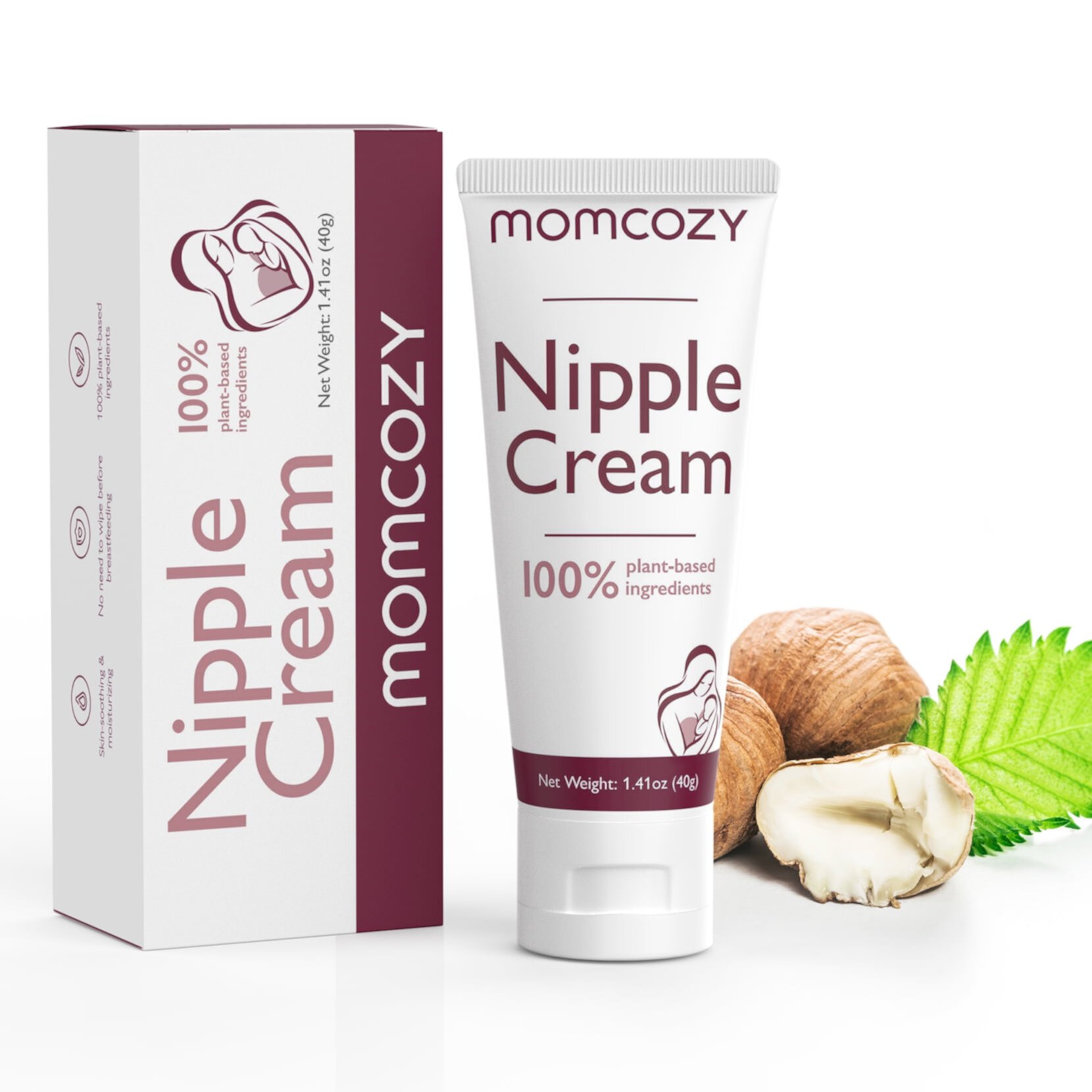 Momcozy 100% Natural Nipple Cream 1.41oz, Vegan Lanolin-Free Nipple Butter, Used with S12 Pro M5 Breast Pumps Momcozy