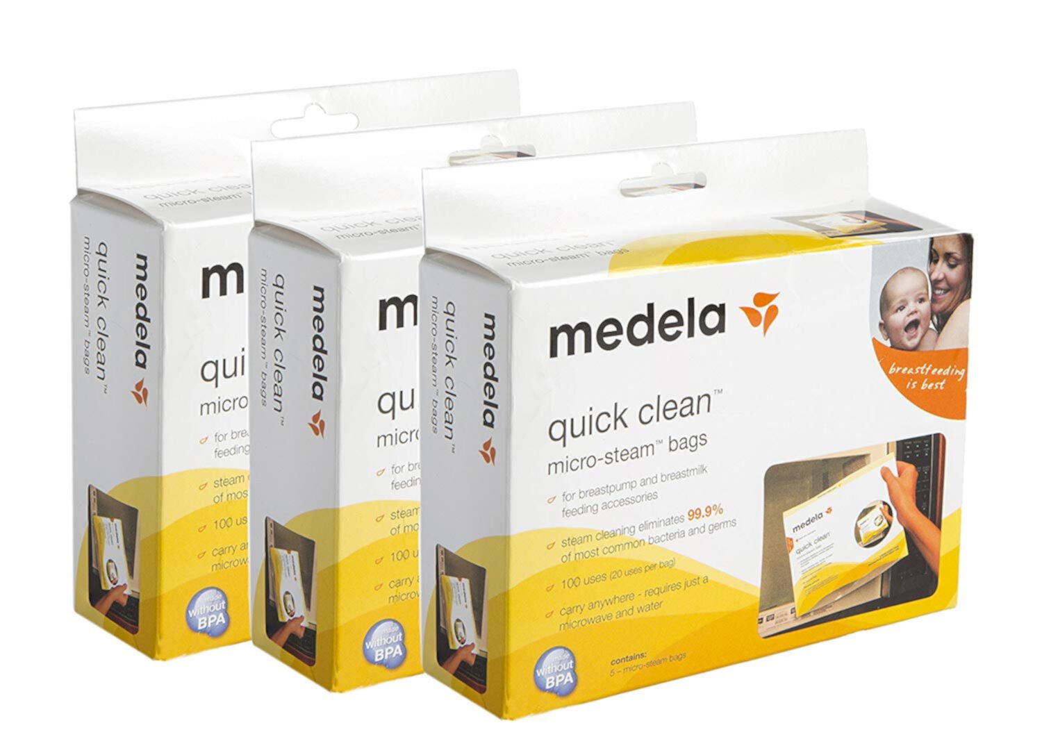 Medela Quick Clean Micro Steam Bags, 15 Count, Steam Bags for Bottles and Breast Pump Parts, Disinfects Most Breast Pump Accessories Medela