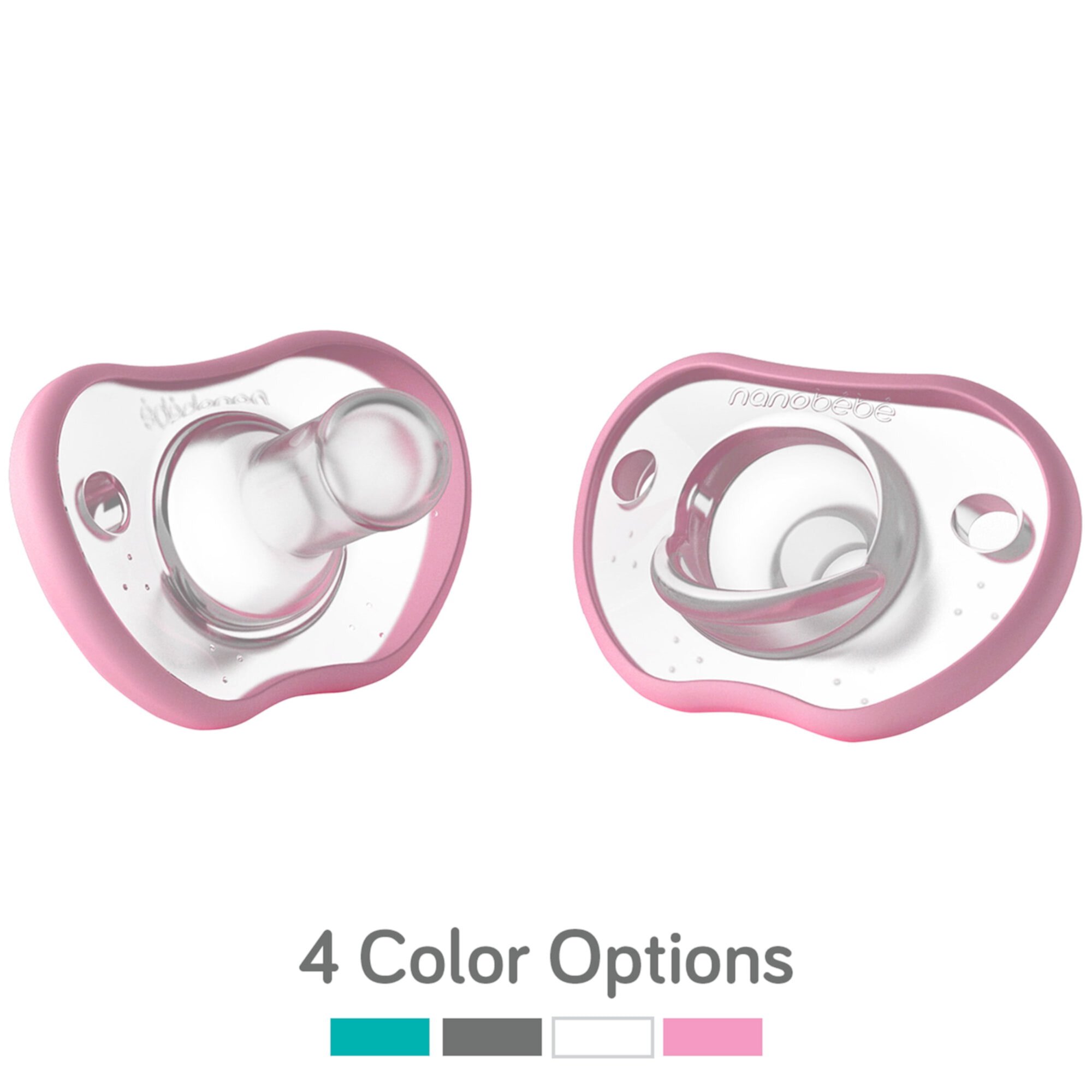 Nanobebe Flexy Baby Pacifiers in Teal, Pink, White, or Gray | 2-Pack Nanobebe