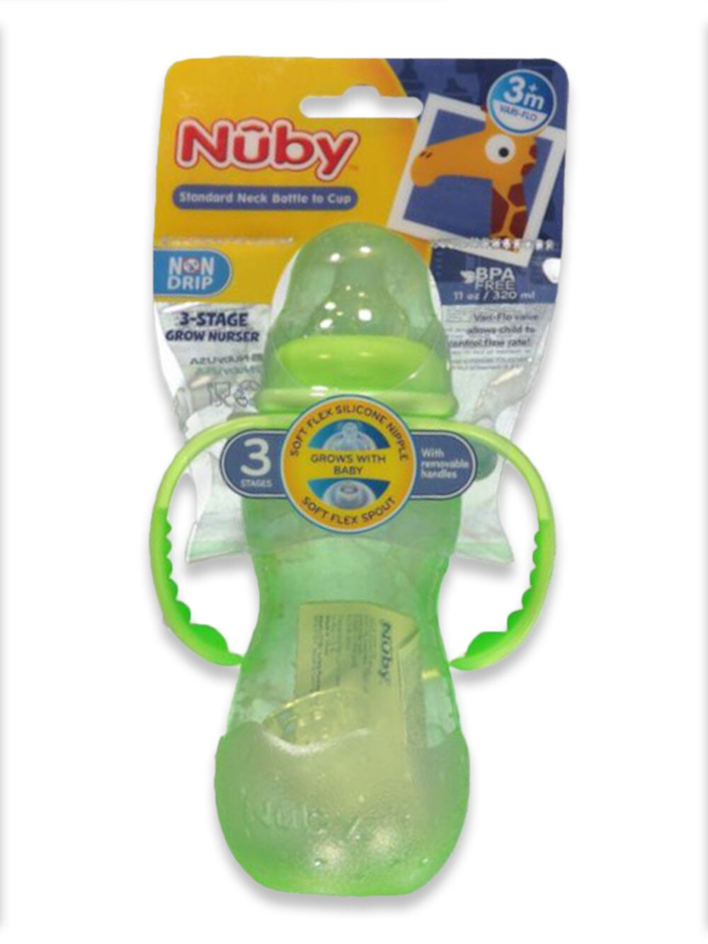 Nuby Non-Drip Standard Neck Bottle (11 oz.) - lime, one size NUBY